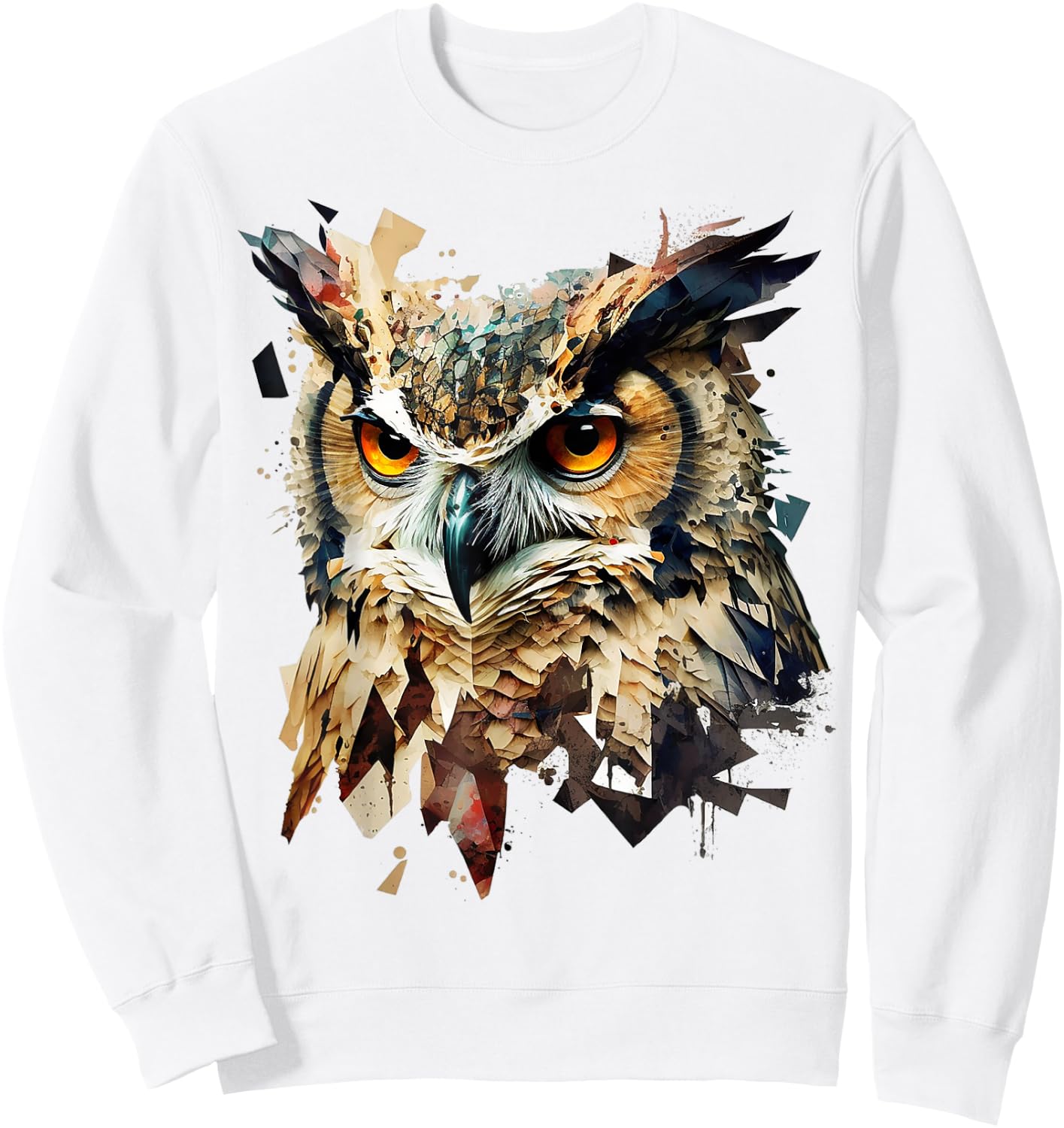 Art abstract owl bird animals Sweatshirt - Sweatshirt | White
