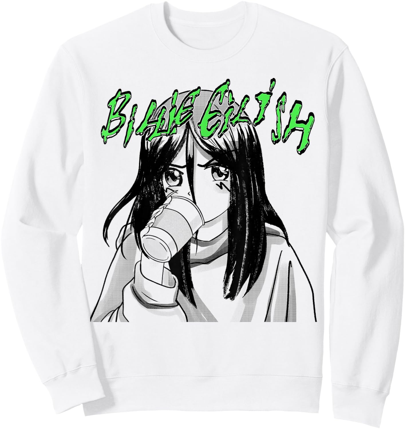 Official Billie Eilish Coffee Animated Small Sweatshirt - Sweatshirt | White