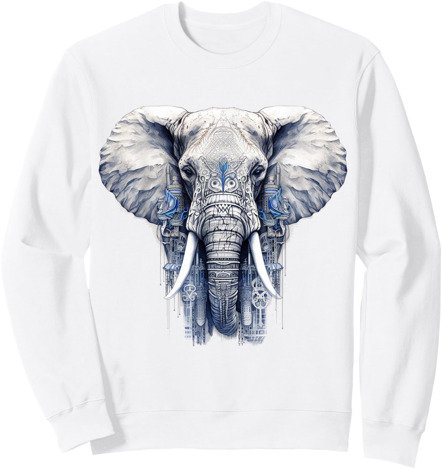 Elephant Artwork - Animal Motif Art Animal Elephant Sweatshirt - Sweatshirt | White