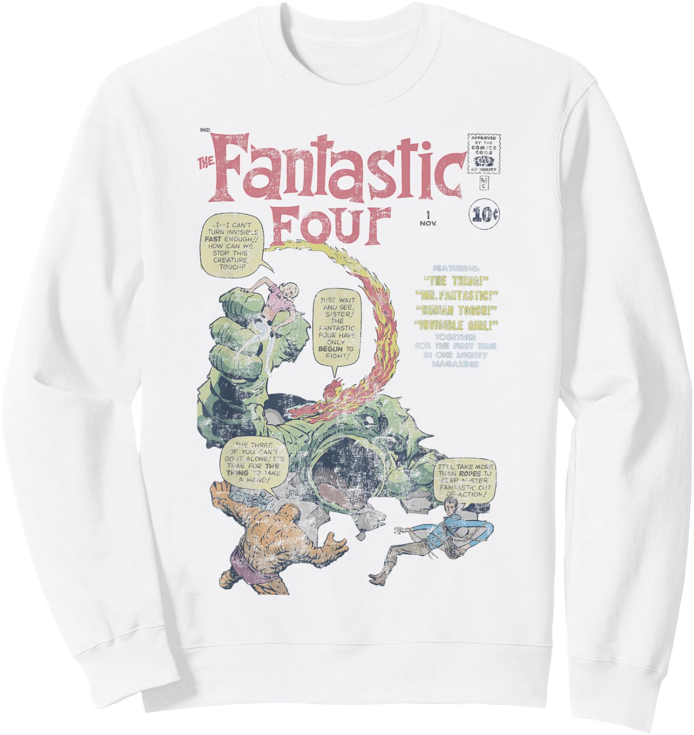 Marvel Fantastic Four First Appearance Vintage Comic Cover Sweatshirt - Sweatshirt | White