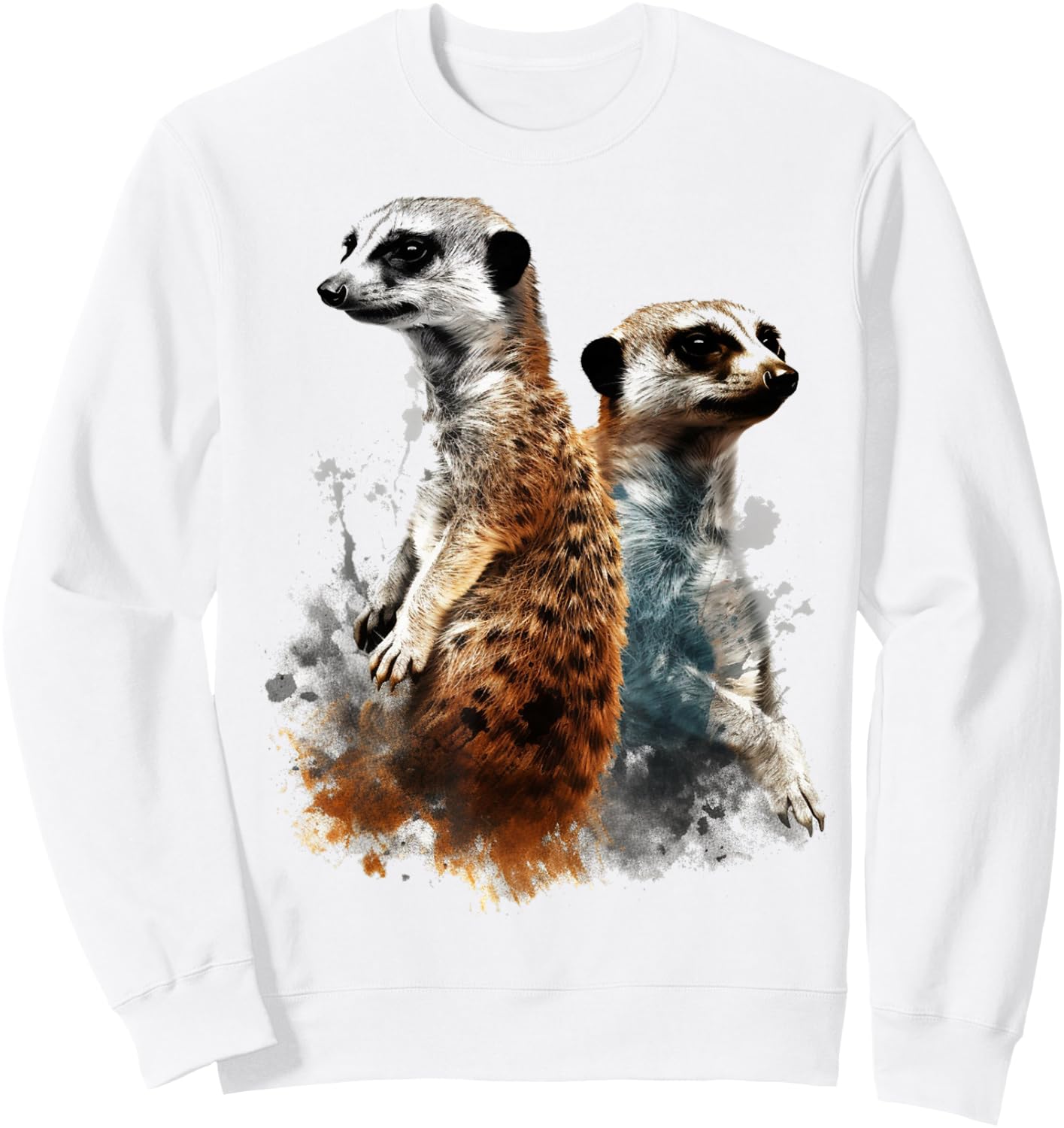 Meerkat Lover Artwork | Animal Motif Meerkat Sweatshirt - Sweatshirt | White