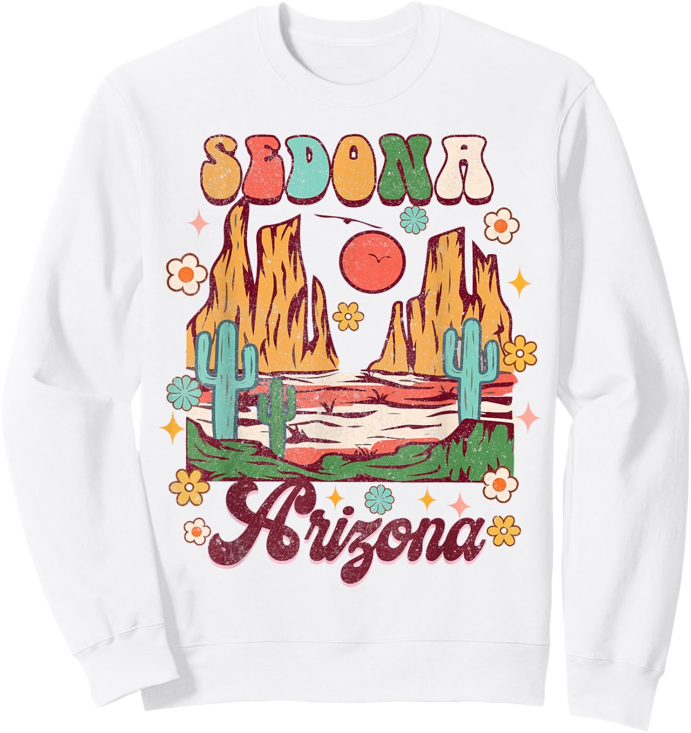 Sedona Arizona Exploring Nature Lover Bachelorette Groovy Sweatshirt - Sweatshirt | White