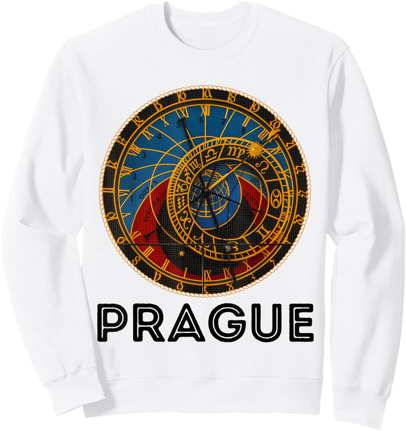 Prague Czech Republic Souvenir Astronomical Clock Prague Sweatshirt - Sweatshirt | White