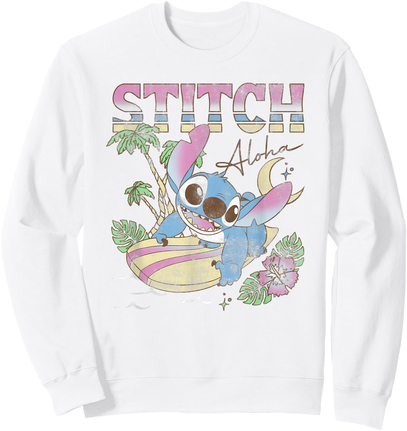 Disney Lilo & Stitch Aloha Tropic Surf Stitch Sweatshirt - Sweatshirt | White