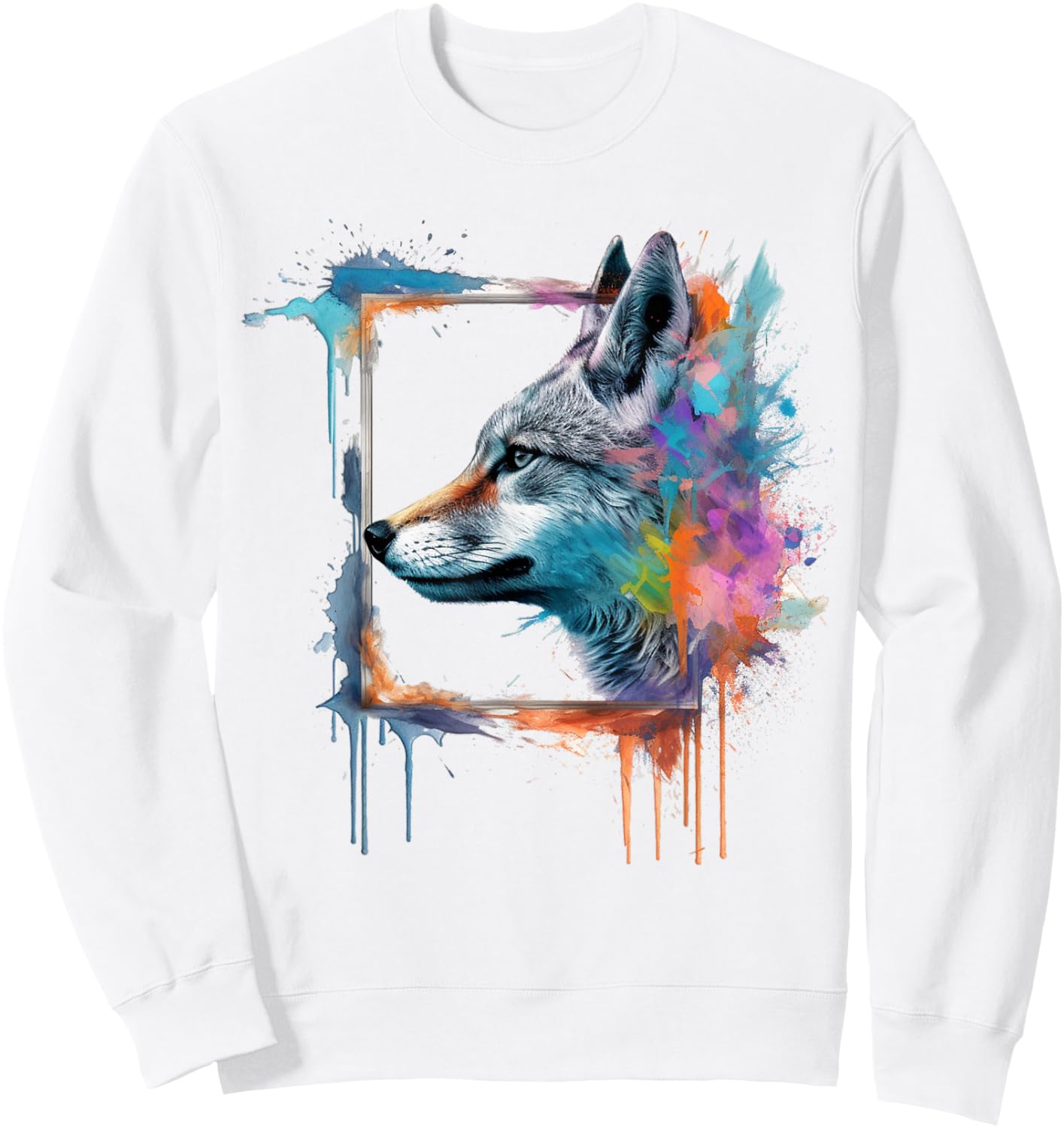 Fox Art Colourful Animal Fox Sweatshirt - Sweatshirt | White