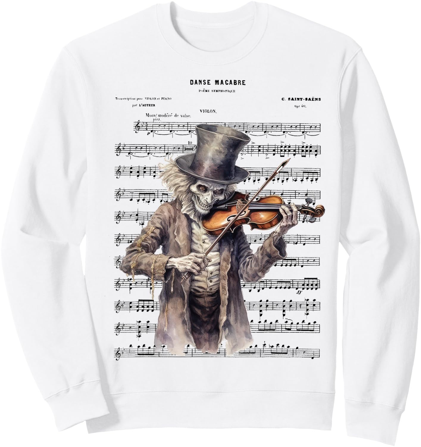 Danse Macabre Violin Halloween Sweatshirt - Sweatshirt | White