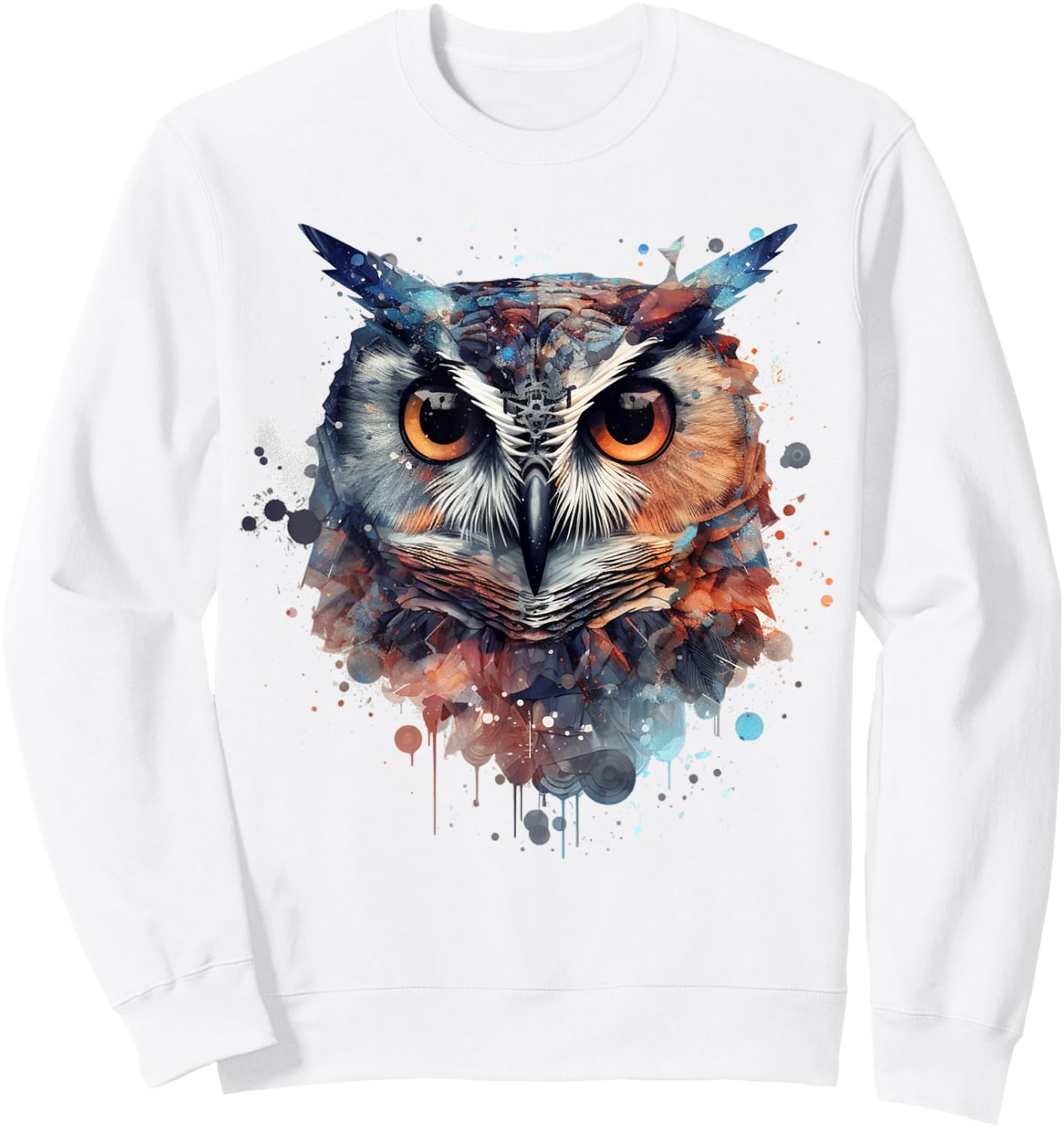 Owl animal lovers colourful artwork - animal bird art owl Sweatshirt - Sweatshirt | White