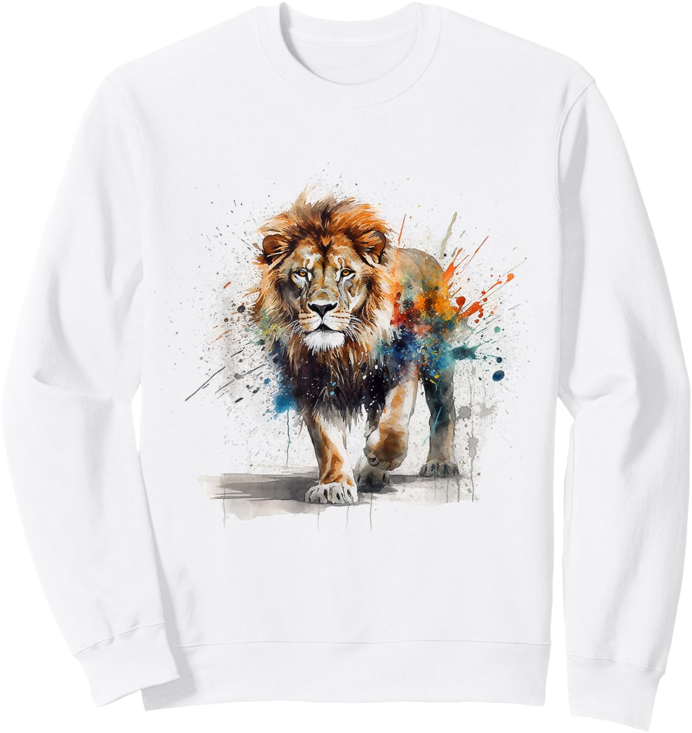 Lion Artwork - Colourful Art Zoo Animal Lion Sweatshirt - Sweatshirt | White