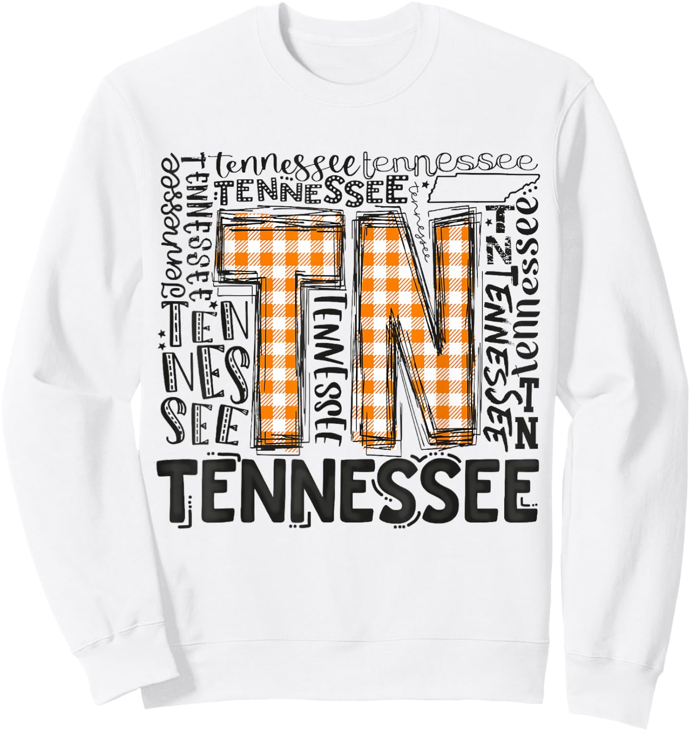 Tennessee State Flag Orange Plaid TN Sweatshirt - Sweatshirt | White