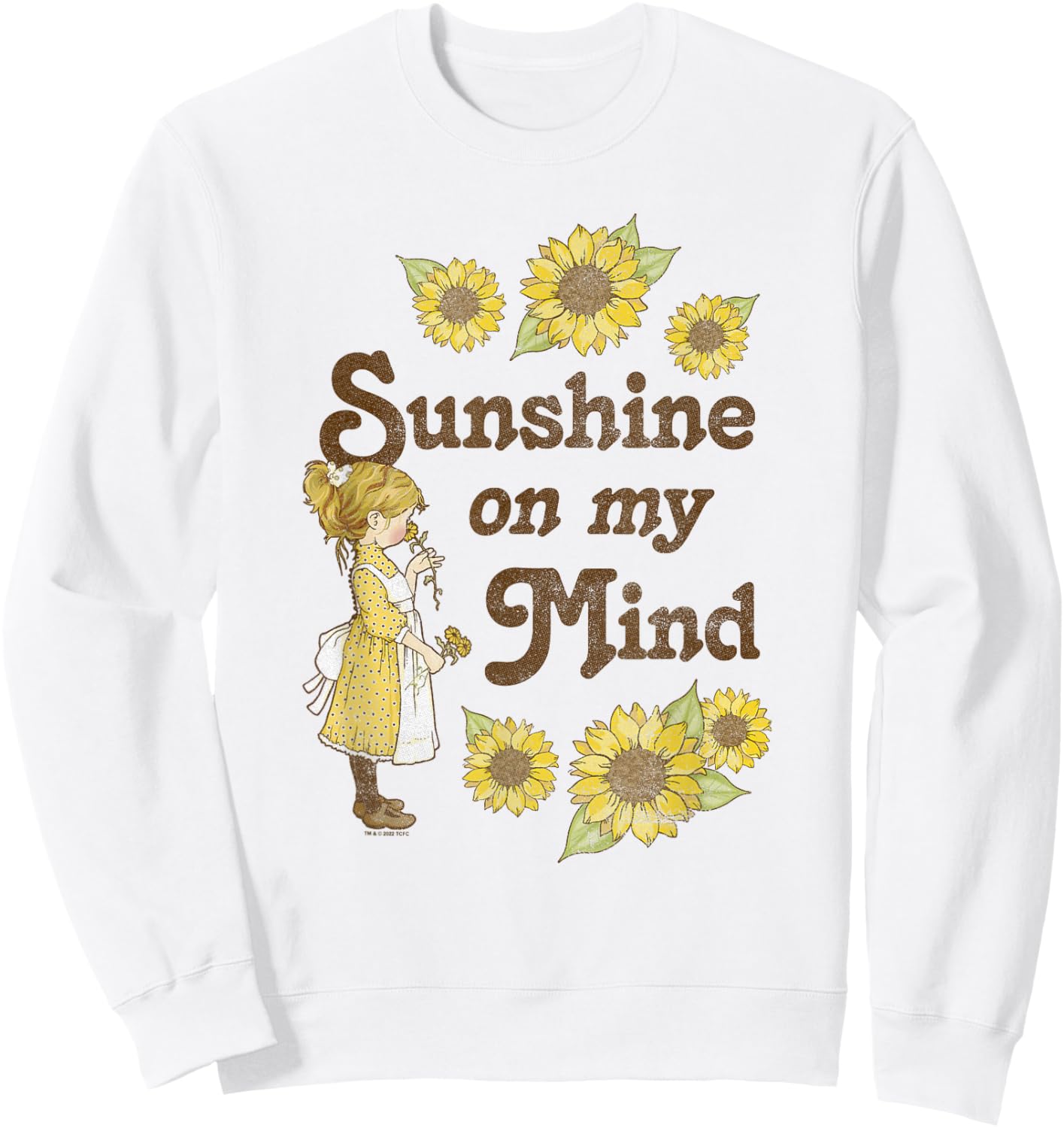Holly Hobbie Sunshine On My Mind Sunflower Girl Vintage Sweatshirt - Sweatshirt | White