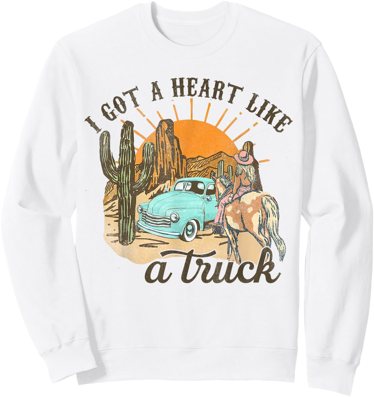 Heart Like A Truck, Howdy Rodeo Western, Southern Cowgirls Sweatshirt - Sweatshirt | White
