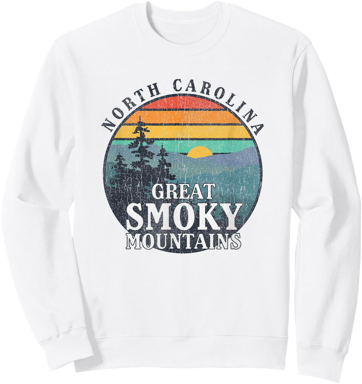 Great Smoky Mountains National Park Retro Sunset Sweatshirt - Sweatshirt | White