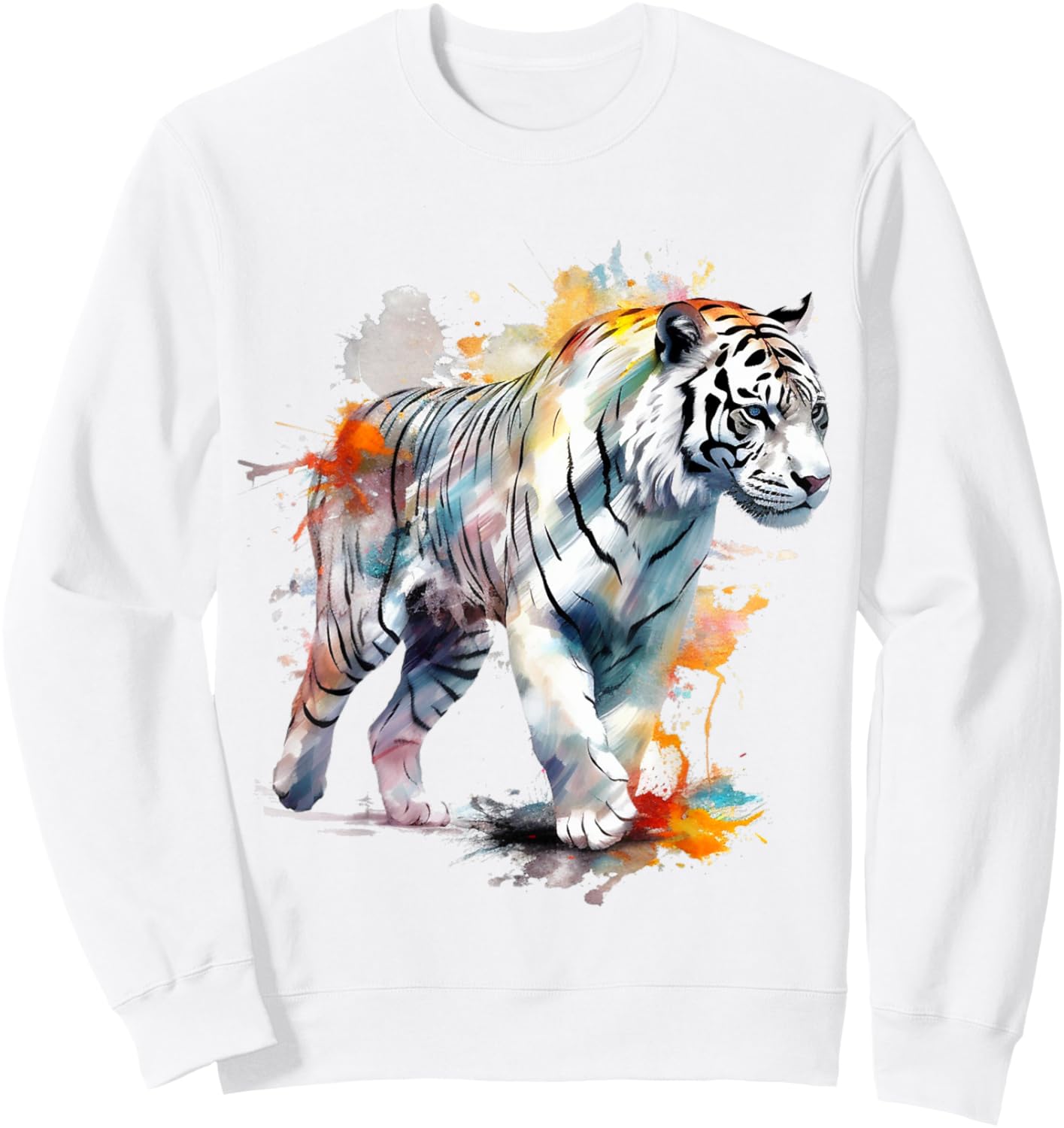 Tiger Colourful Artwork - Zoo Animal Tiger Sweatshirt - Sweatshirt | White