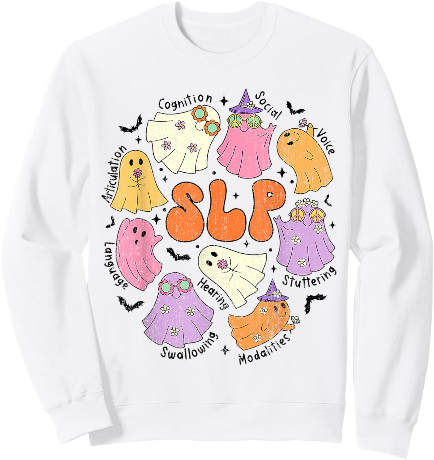 Speech Therapy SLP Ghost Speech Therapy Halloween Slp Hal Sweatshirt - Sweatshirt | White