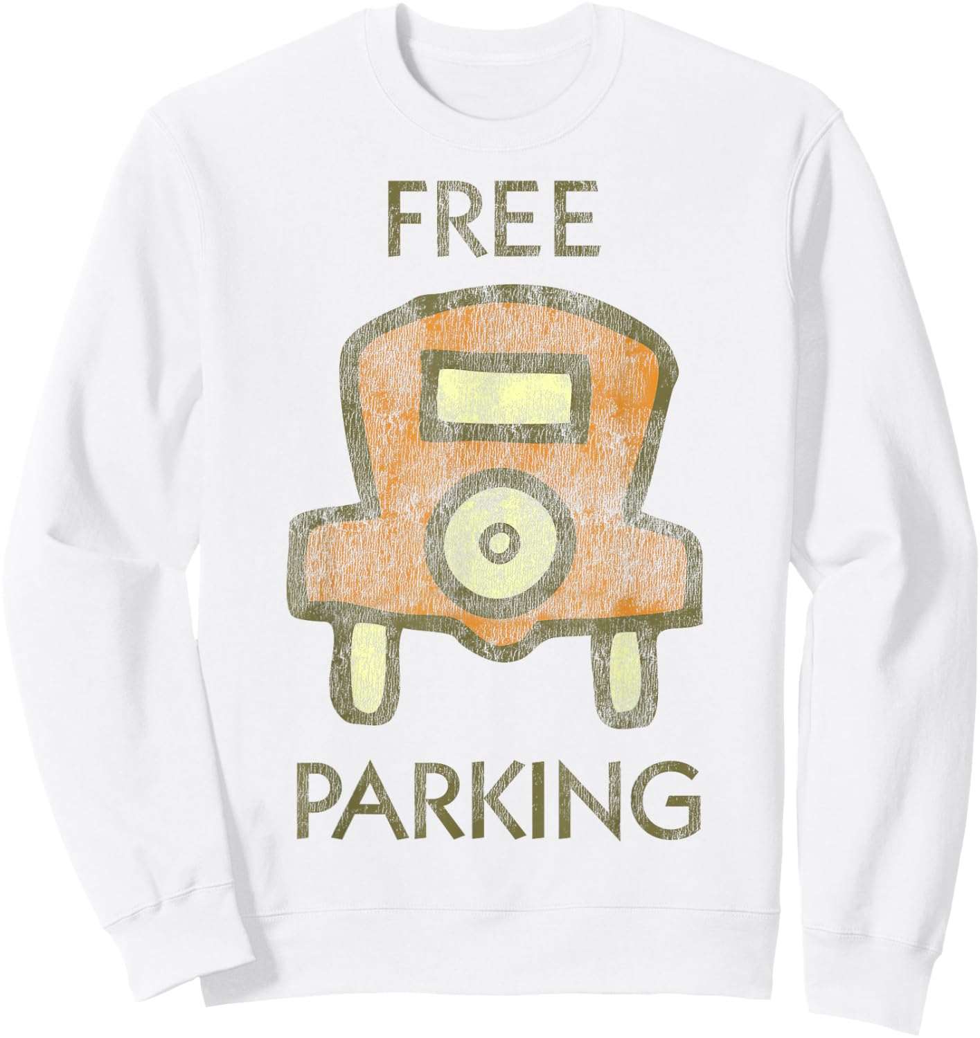 Monopoly Mr. Monopoly Free Parking Distressed Logo Sweatshirt - Sweatshirt | White