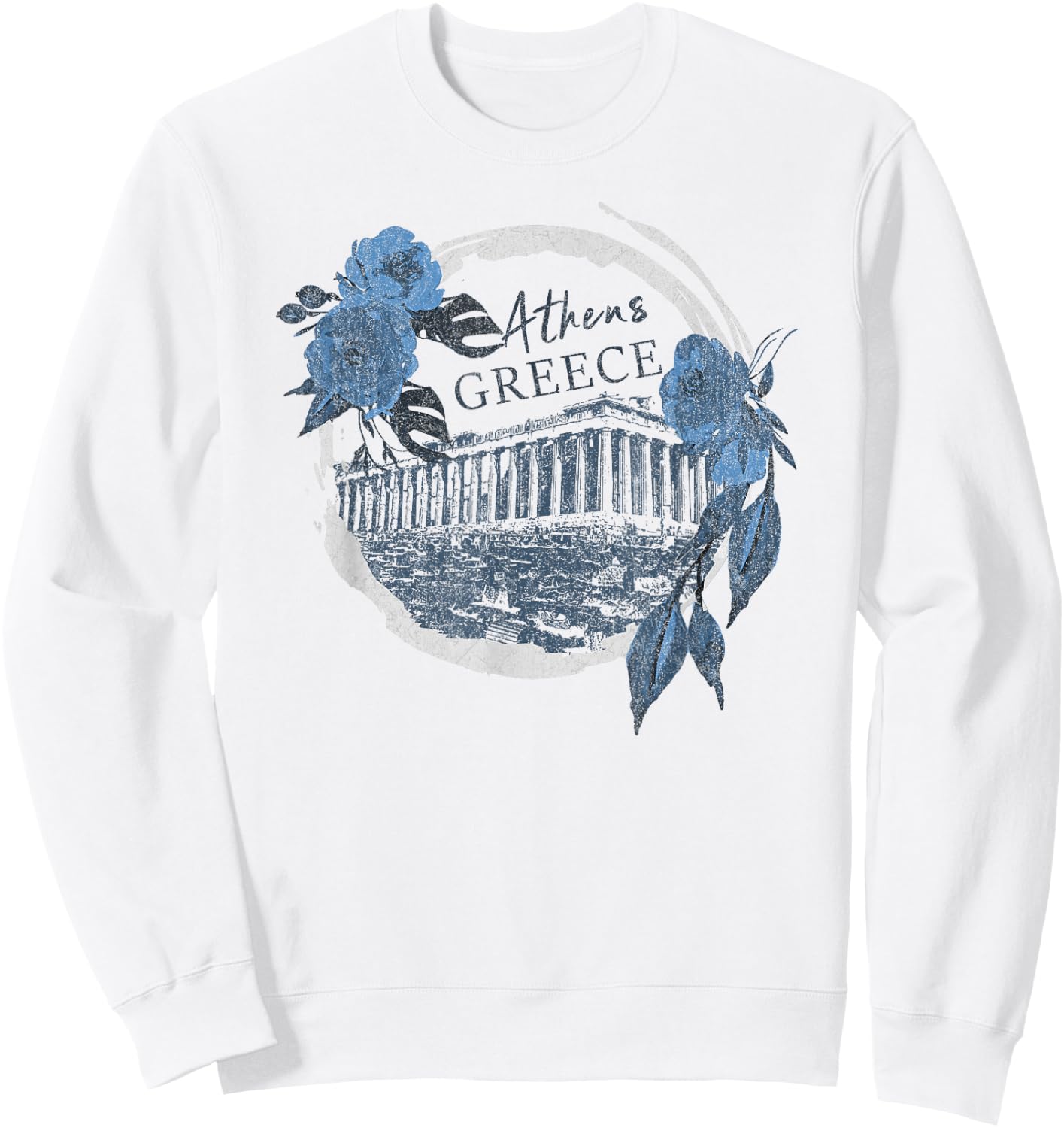 Athens Greece Parthenon Floral Sweatshirt - Sweatshirt | White