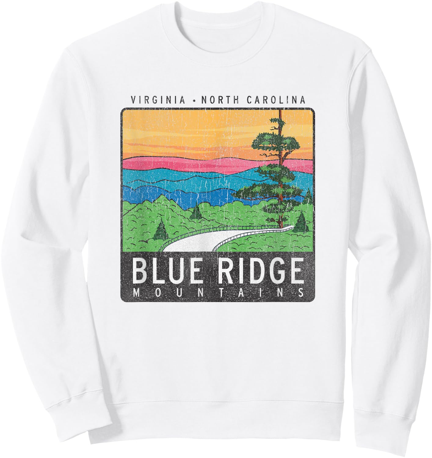 Blue Ridge Mountains National Park Retro Sweatshirt - Sweatshirt | White