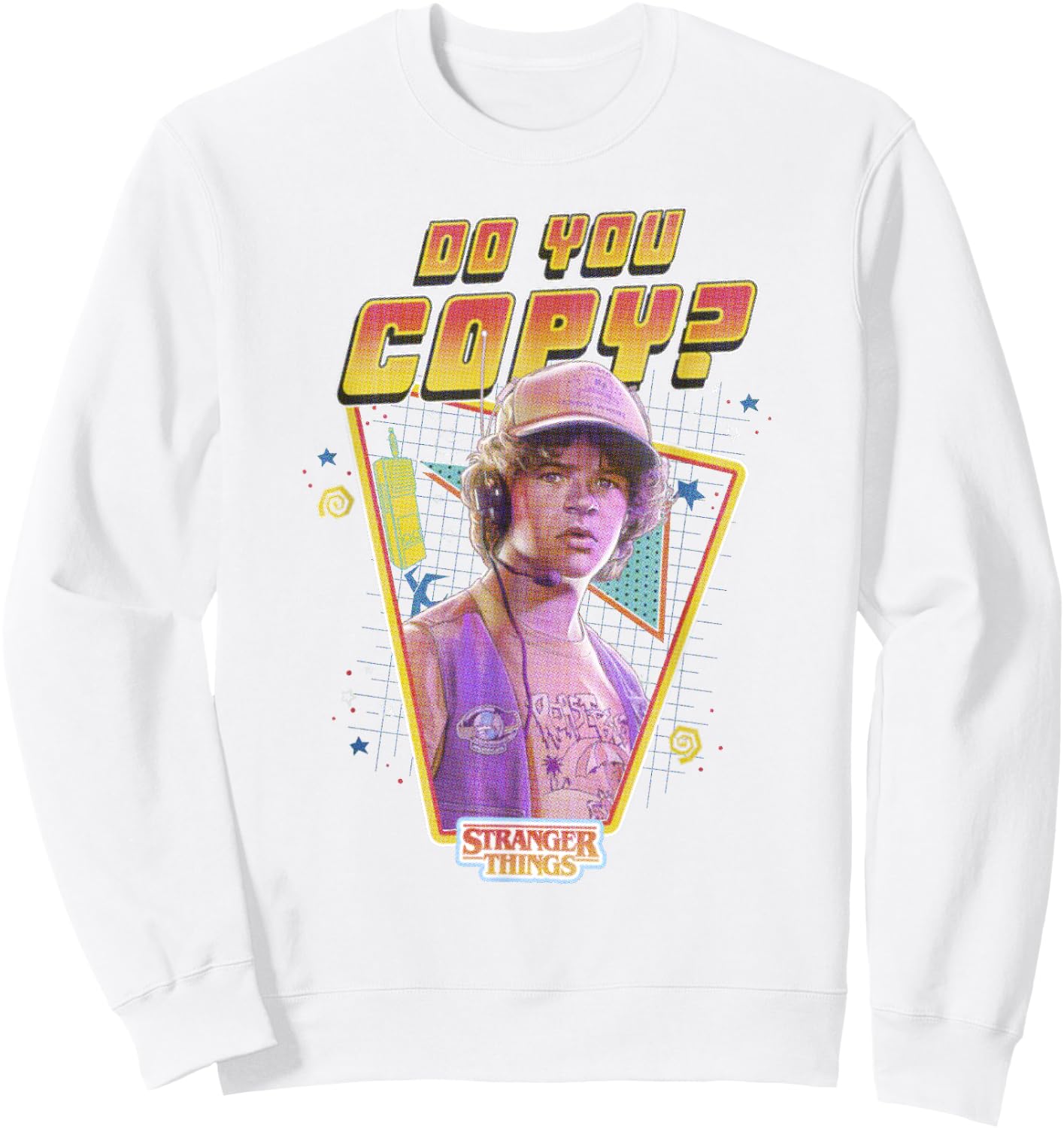 Stranger Things Dustin Henderson Do You Copy? Retro Logo Sweatshirt - Sweatshirt | White