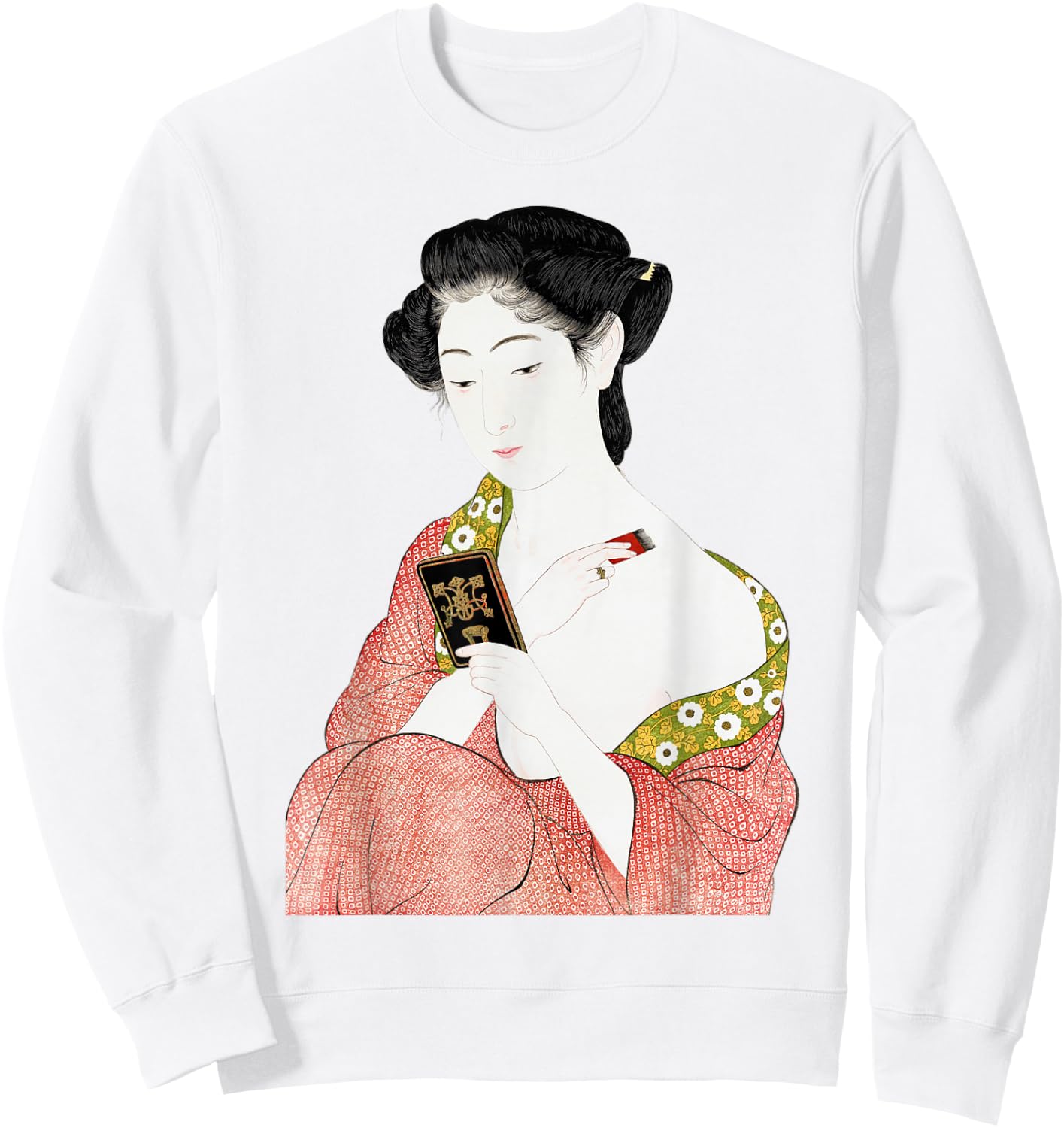 Japanese Woman Geisha Shin-hanga Ukiyo-e Japanese painting Sweatshirt - Sweatshirt | White