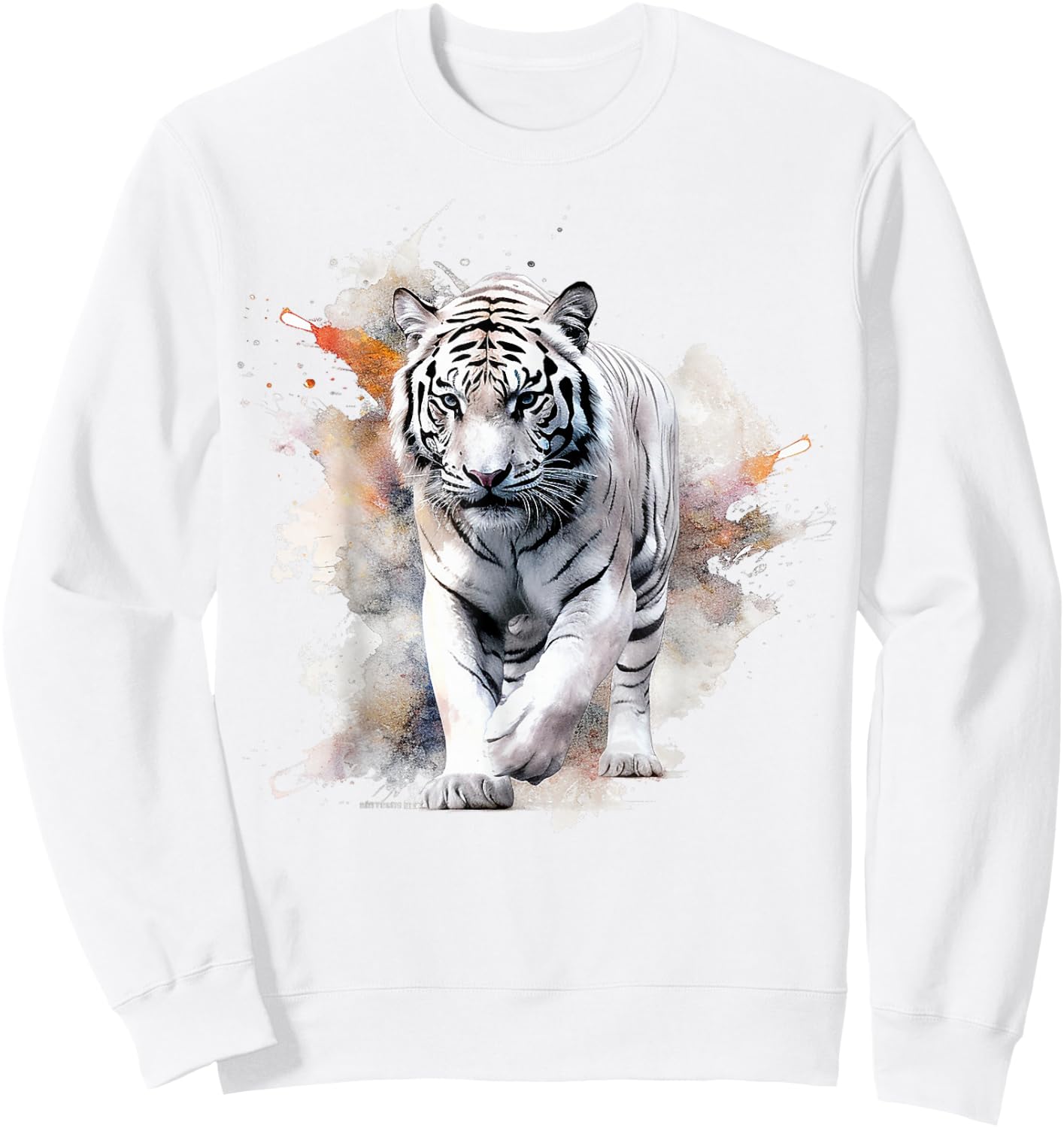 White Tiger Lover Artwork | Animal Motif Tiger Sweatshirt - Sweatshirt | White