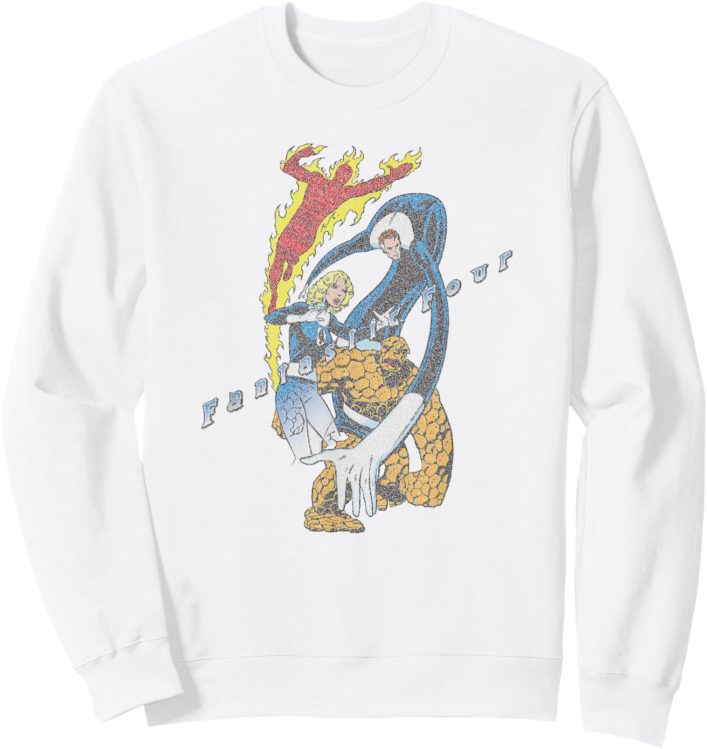 Marvel Fantastic Four Group Shot Comic Retro Vintage Logo Sweatshirt - Sweatshirt | White