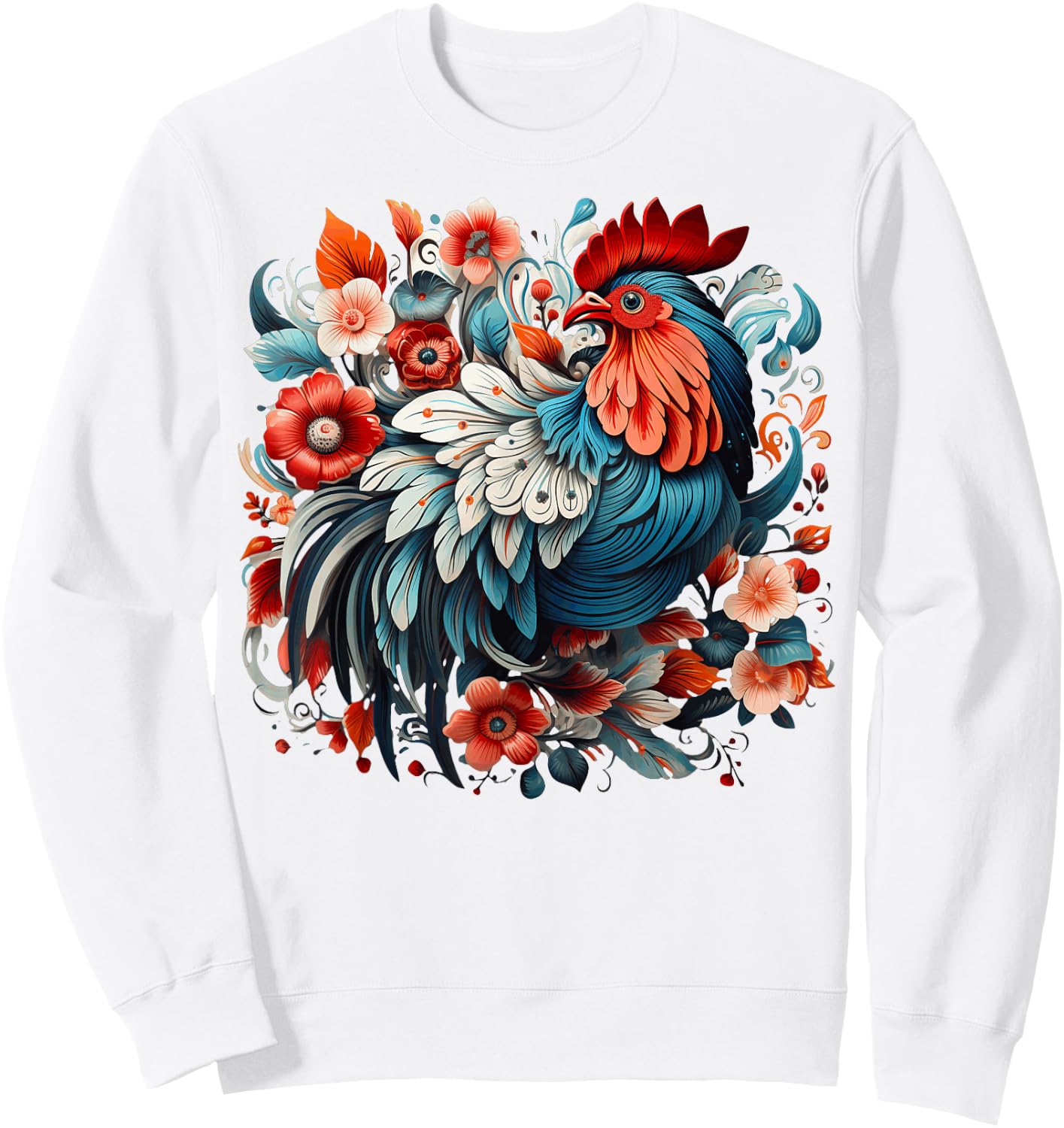 Chicken Floral Sweatshirt - Sweatshirt | White