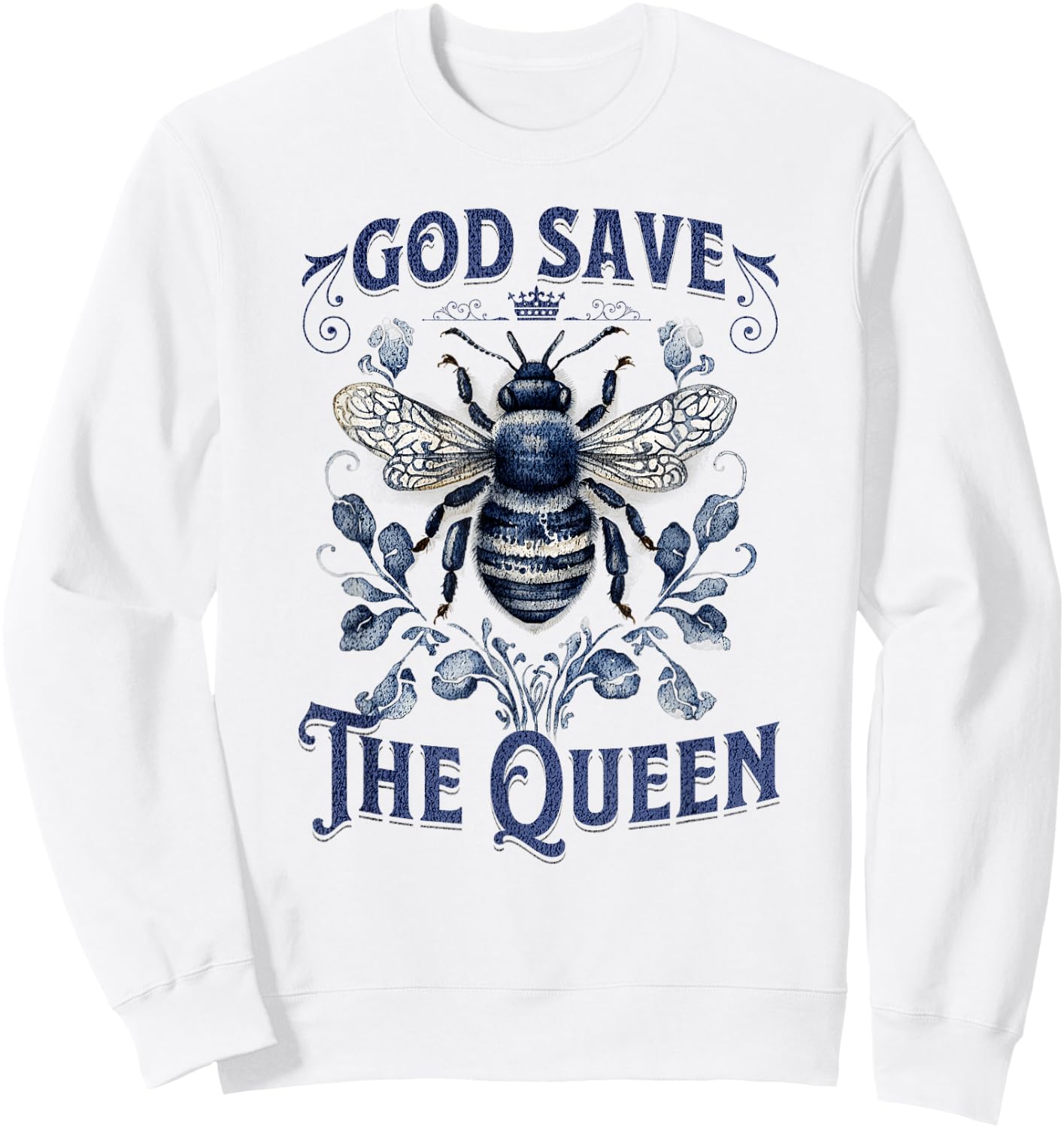 God Save the Queen Native Gardening Bee Graphic Sweatshirt - Sweatshirt | White