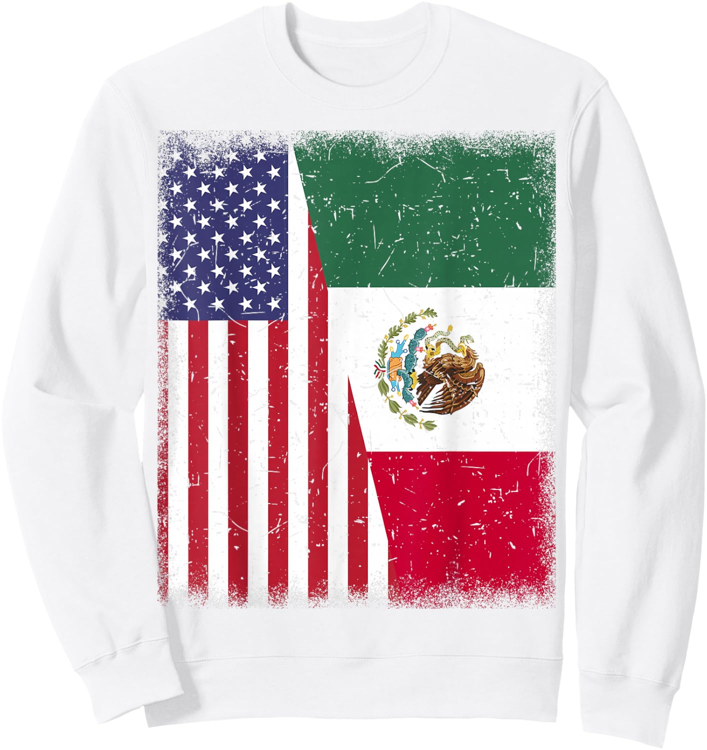 Mexico Half American Flag Mexican Independence Day Men Women Sweatshirt - Sweatshirt | White