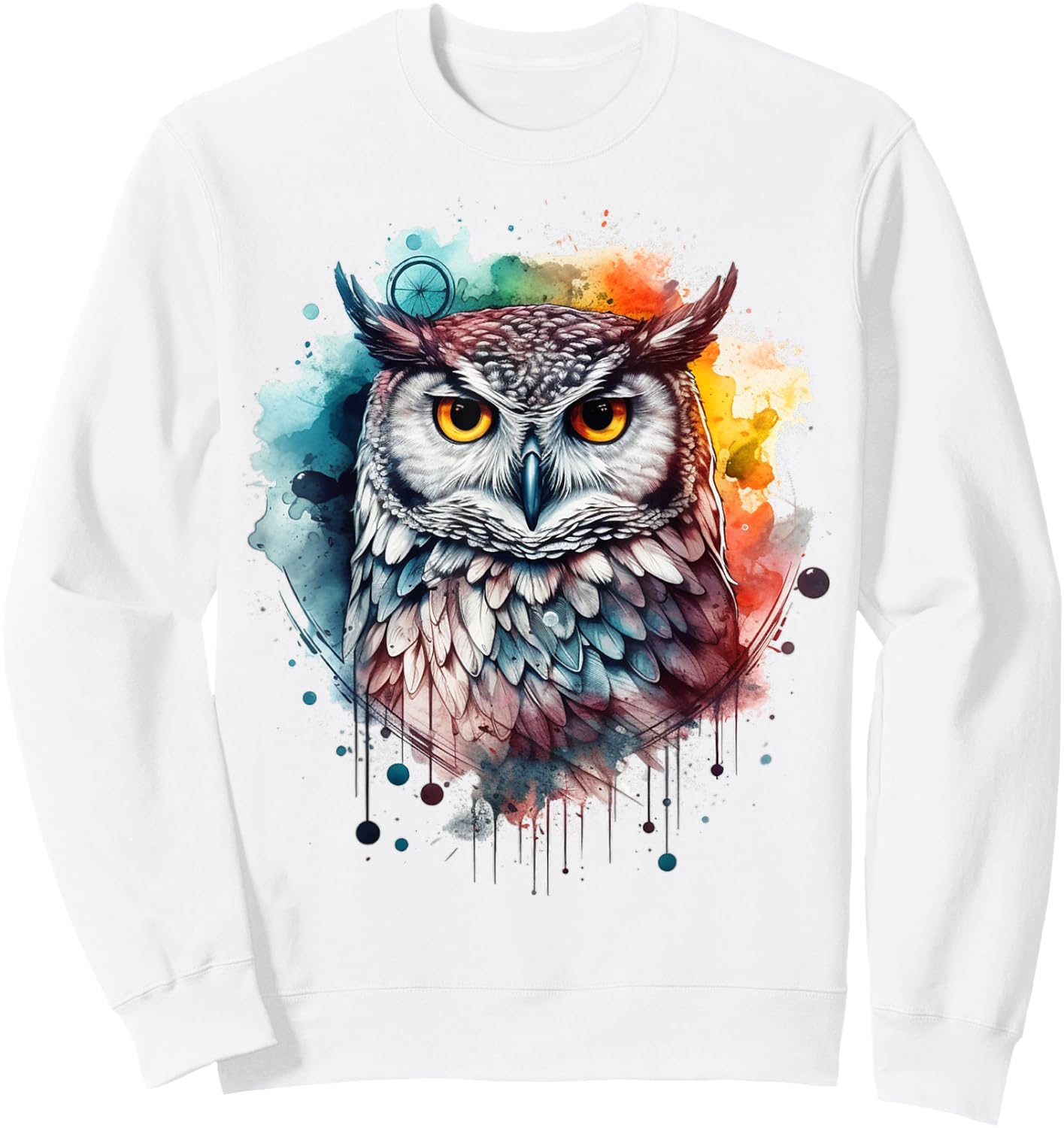 Owl artwork, colourful animal lovers, bird art, animal owl Sweatshirt - Sweatshirt | White