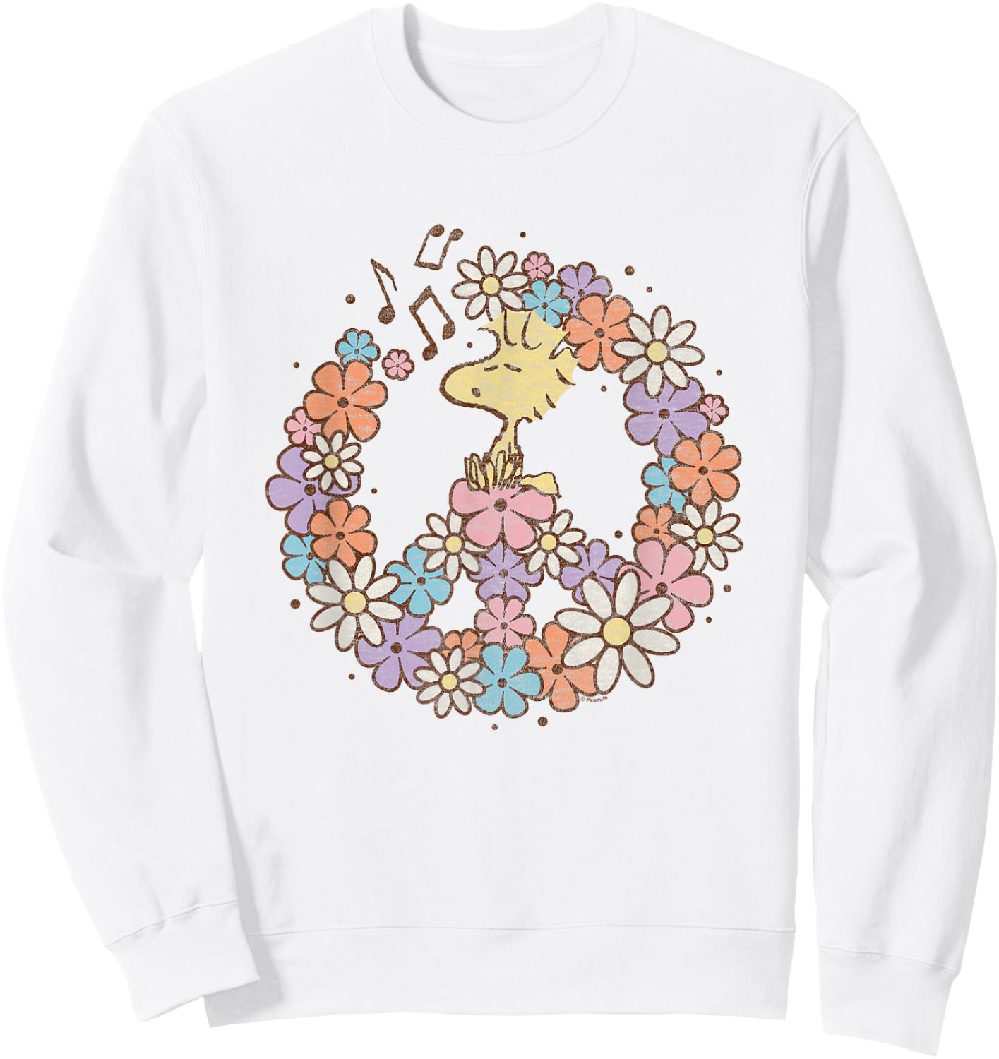 Peanuts - Woodstock Floral Peace Sign Sweatshirt - Sweatshirt | White