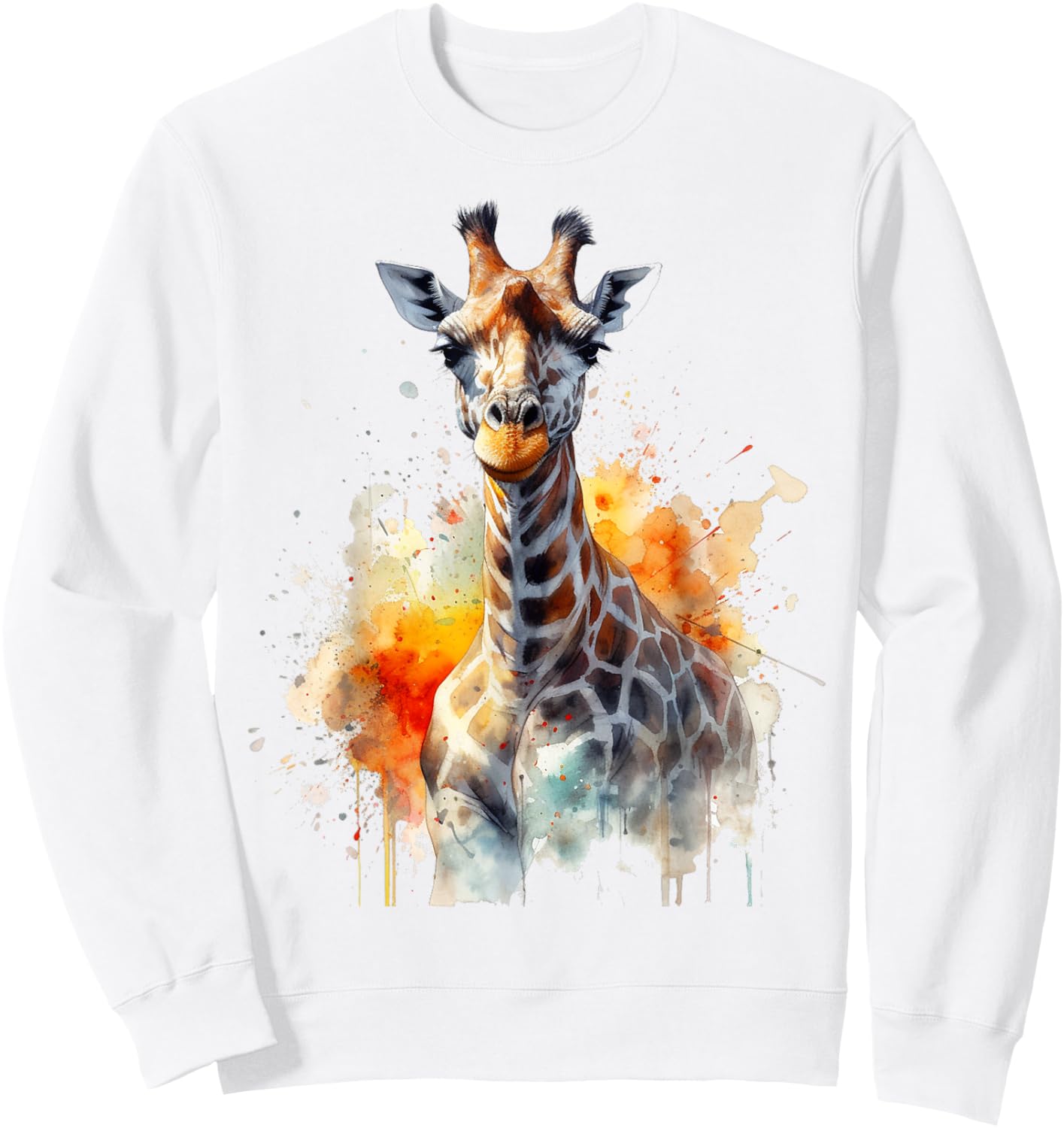 Giraffe Art Animal Artwork Zoo Giraffe Sweatshirt - Sweatshirt | White
