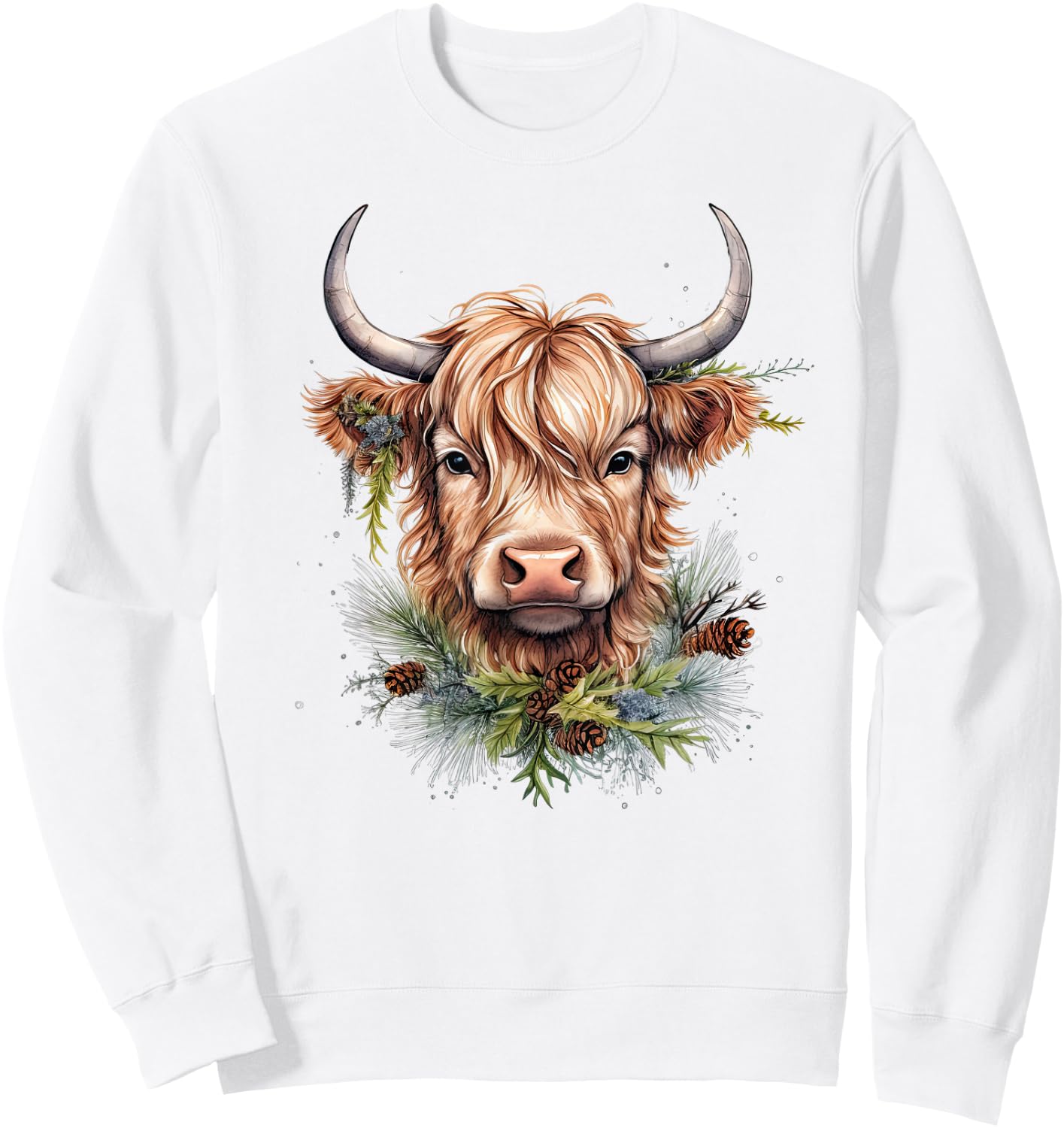 Scottish Highland Cow Cattle Hairy Cow Christmas Woman Sweatshirt - Sweatshirt | White
