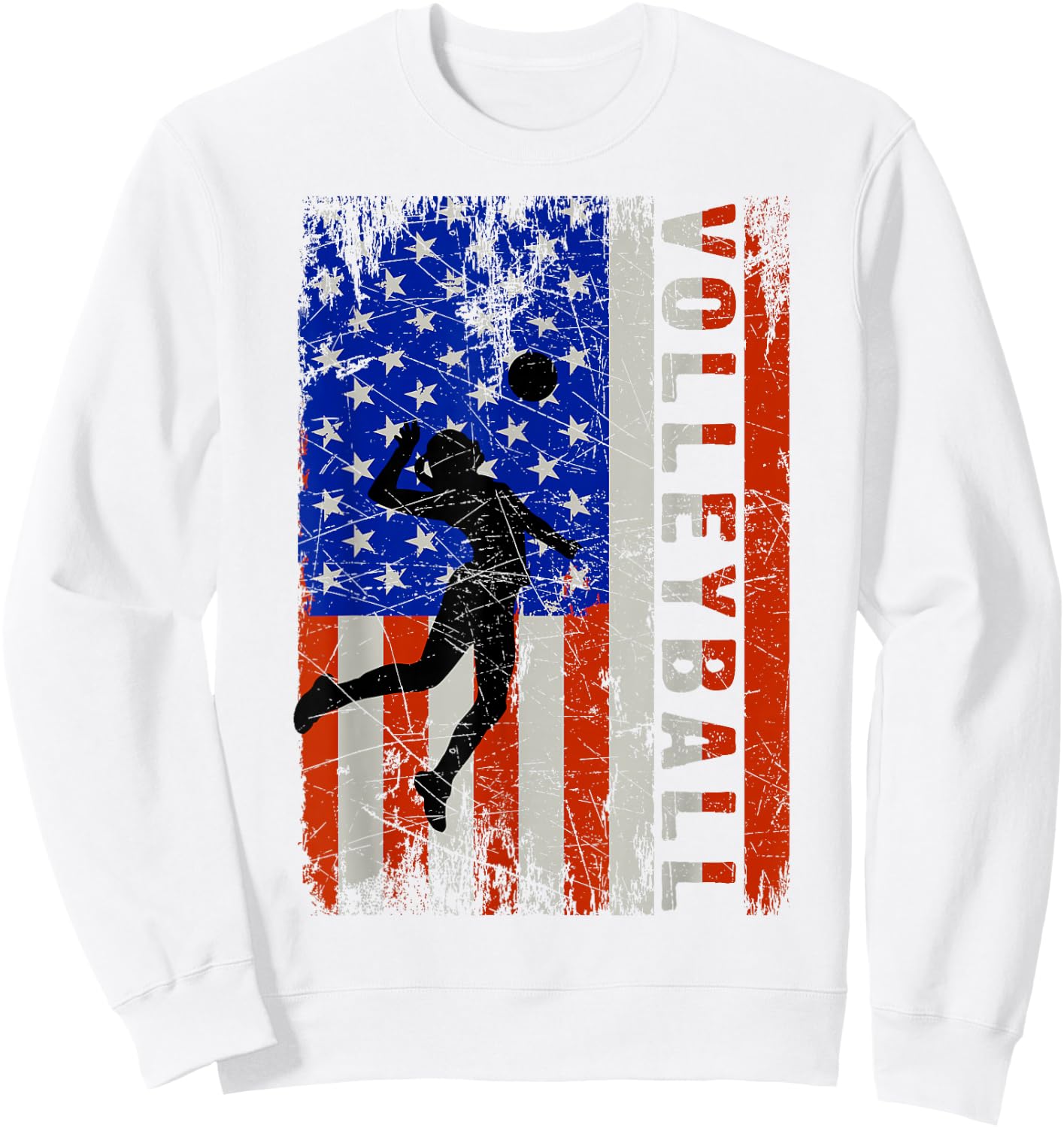 American Flag Volleyball-Shirt Girl Teen Women USA Patriotic Sweatshirt - Sweatshirt | White