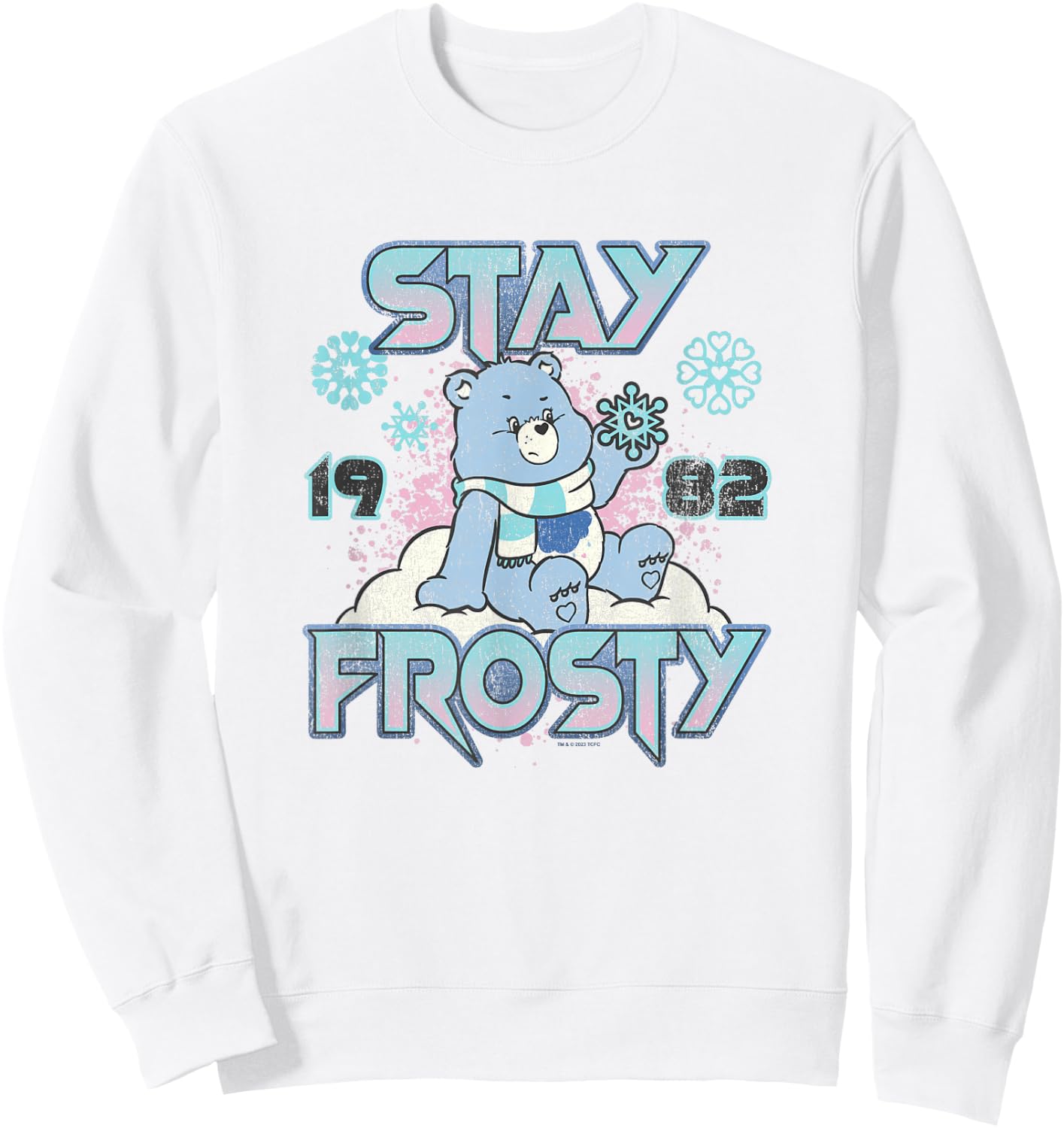 Care Bears Christmas Stay Frosty Feeling The Snow Retro Logo Sweatshirt - Sweatshirt | White