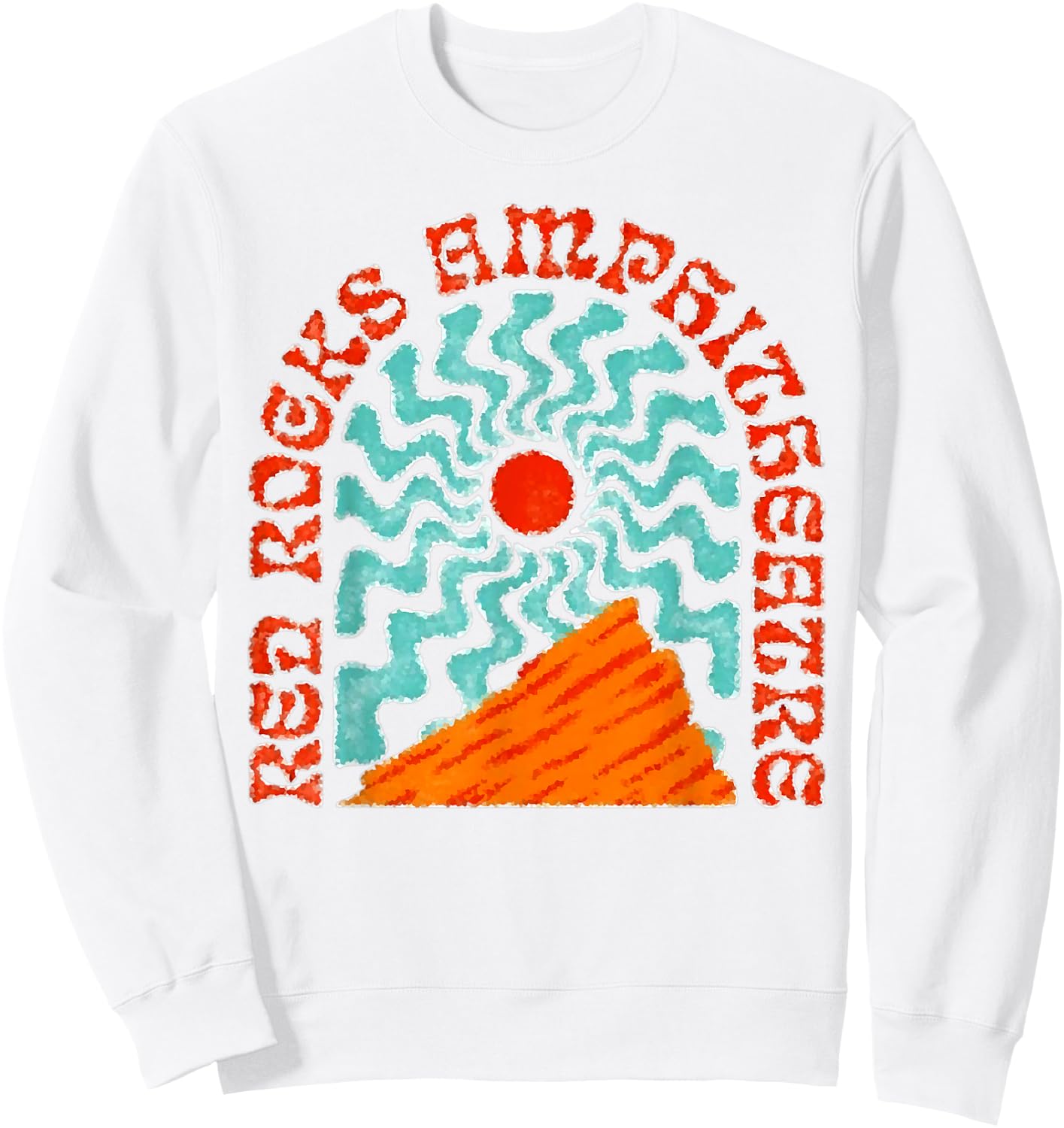 Best Music Venues Red Rocks Amphitheater Colorado Hippie - Adults - Blue - Short Sleeve - Cotton 100% - Small - Crew Collar - Modern - Retro Sweatshirt - Sweatshirt | White