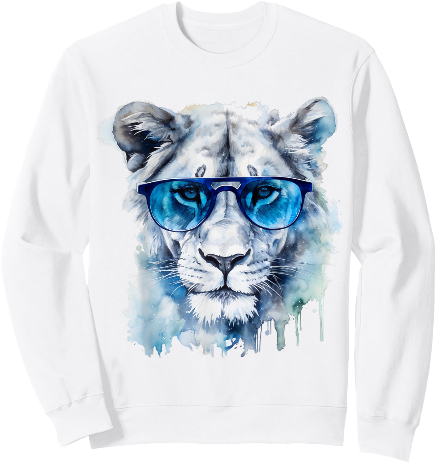White Lion Artwork - Animal Sunglasses Art Lion Sweatshirt - Sweatshirt | White