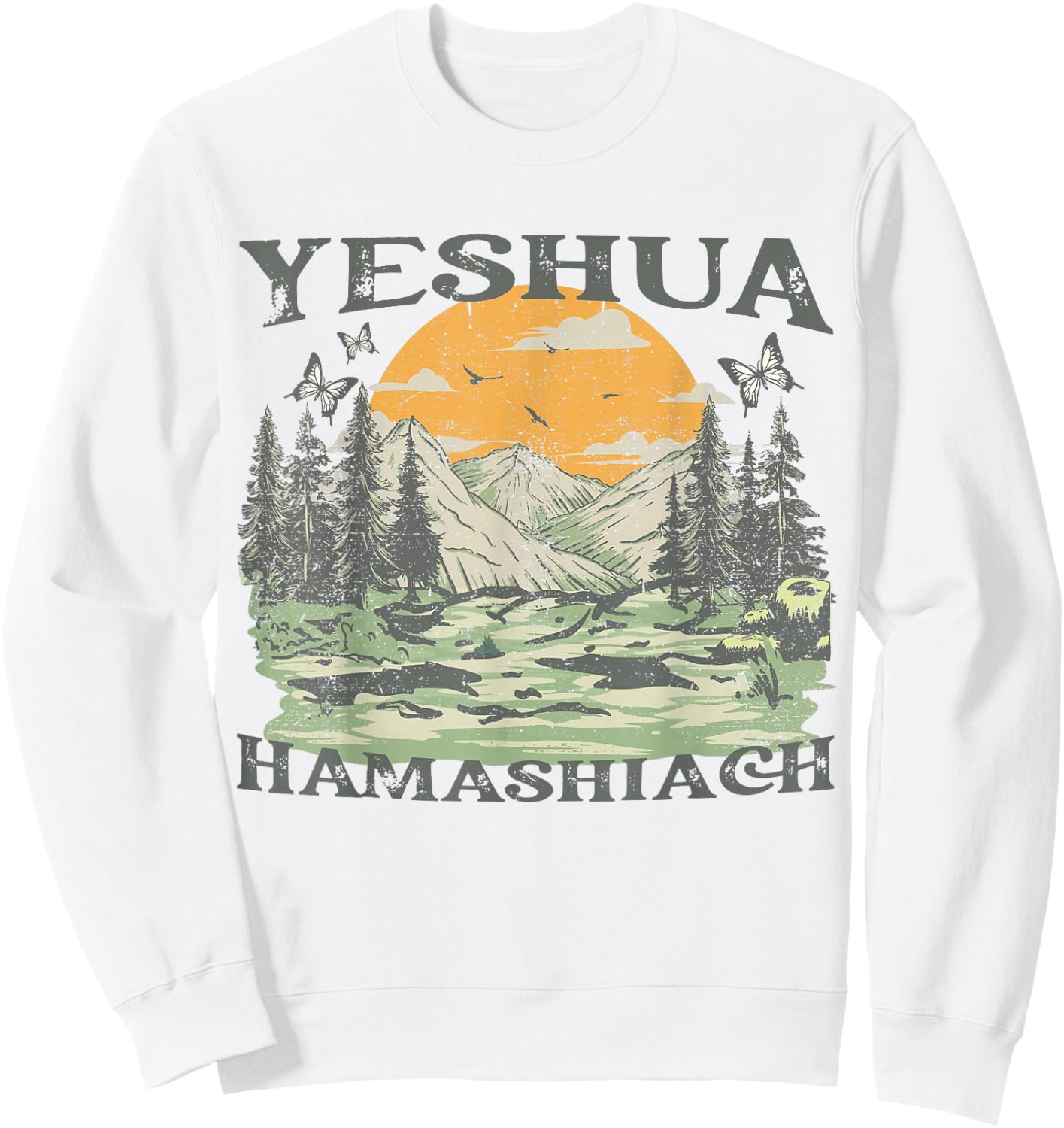 Yeshua Hamashiach Jesus Scripture Christian Bible Faith Sweatshirt - Sweatshirt | White