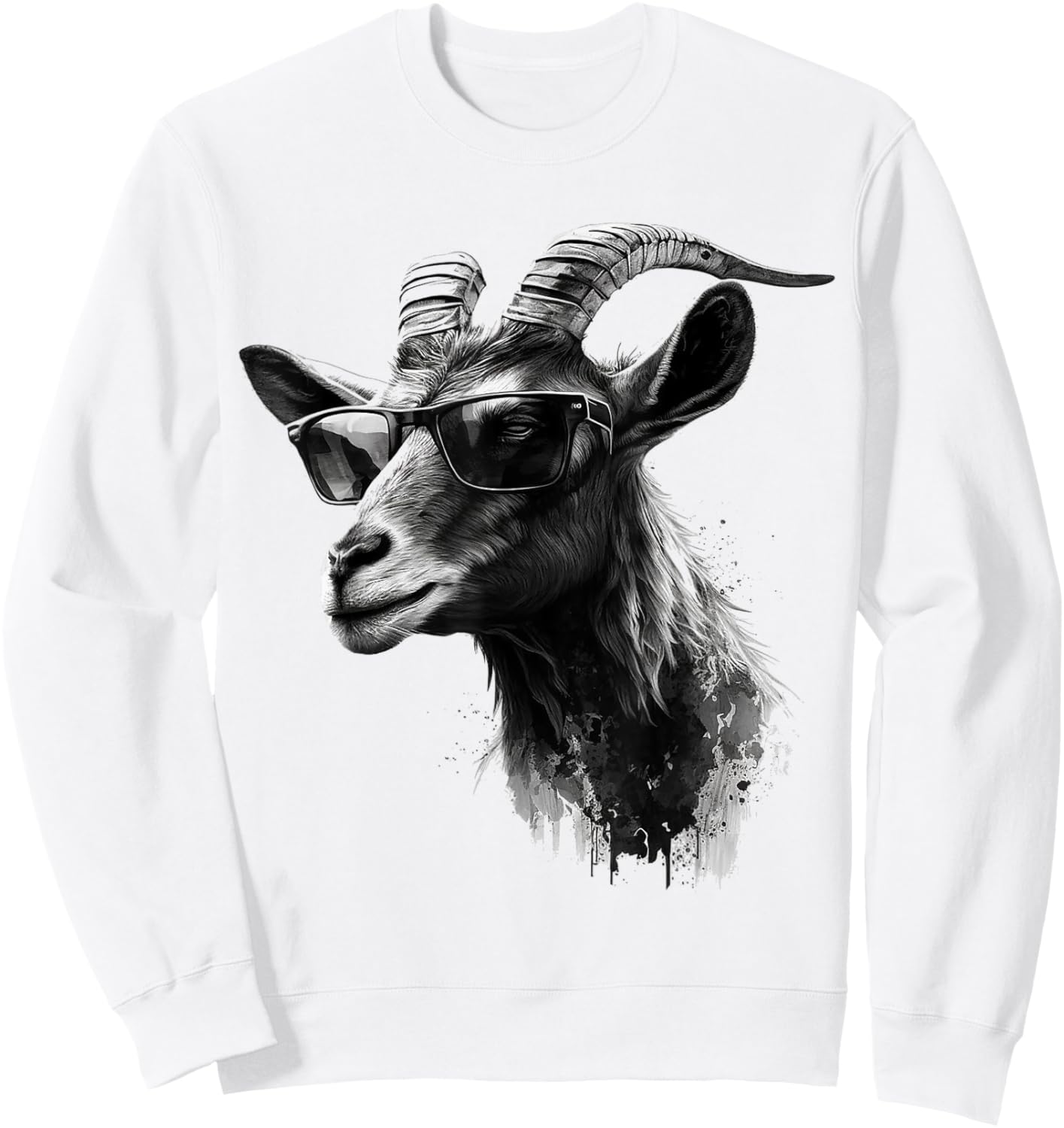 Goat Sunglasses Art Animal Motif Goat Sweatshirt - Sweatshirt | White