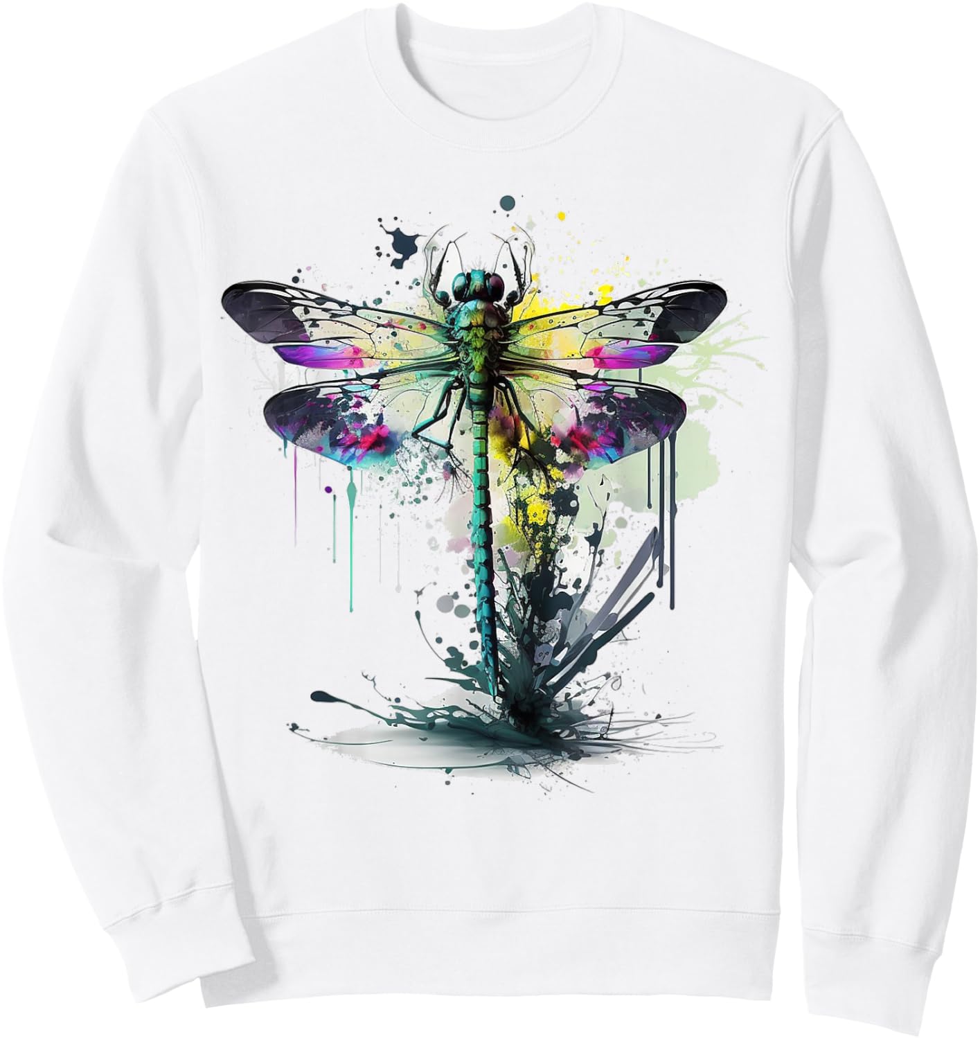 Dragonfly Animal Art Colourful Abstract Dragonfly Sweatshirt - Sweatshirt | White