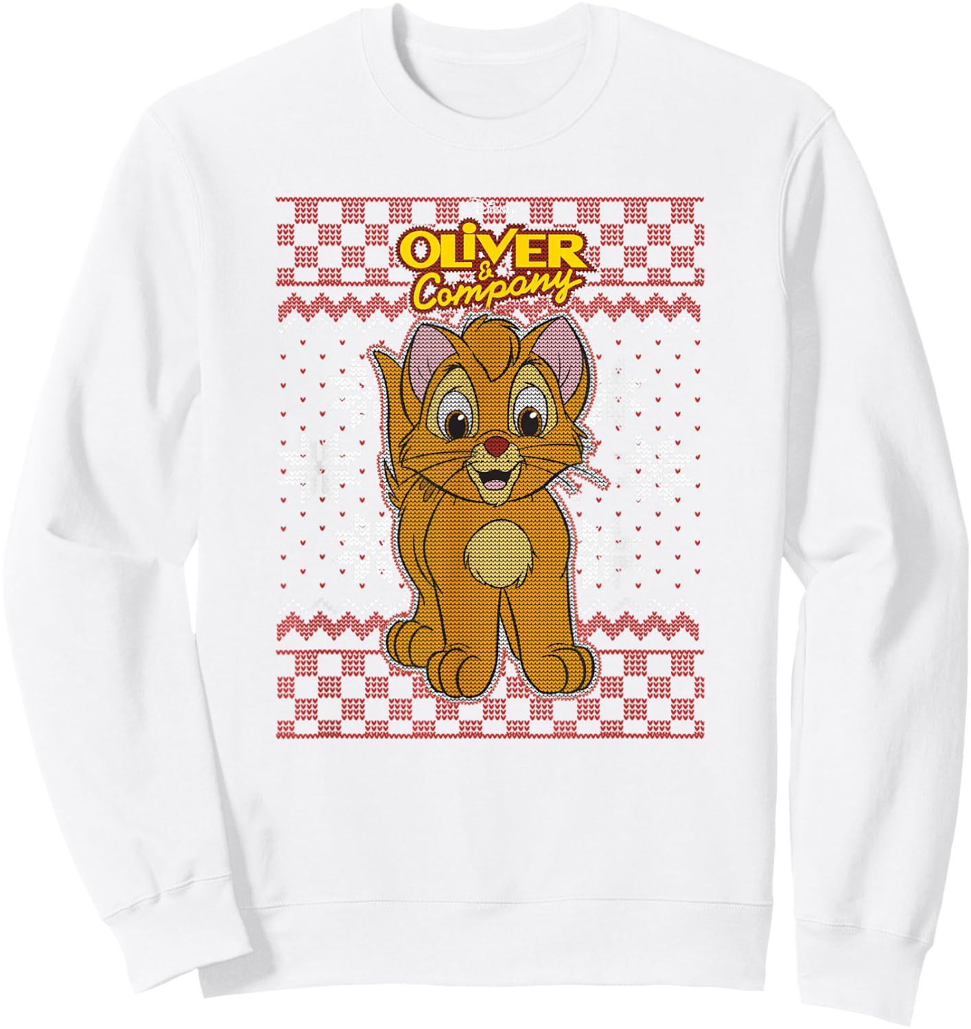 Disney Oliver & Company Christmas Oliver Ugly Sweater Style Sweatshirt - Sweatshirt | White