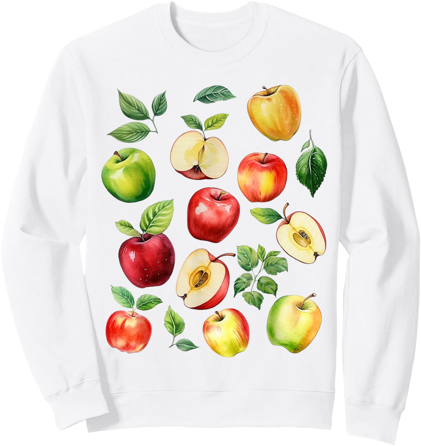 Apple Picking Farmer Apple Varieties Watercolor Farm Fresh Sweatshirt - Sweatshirt | White