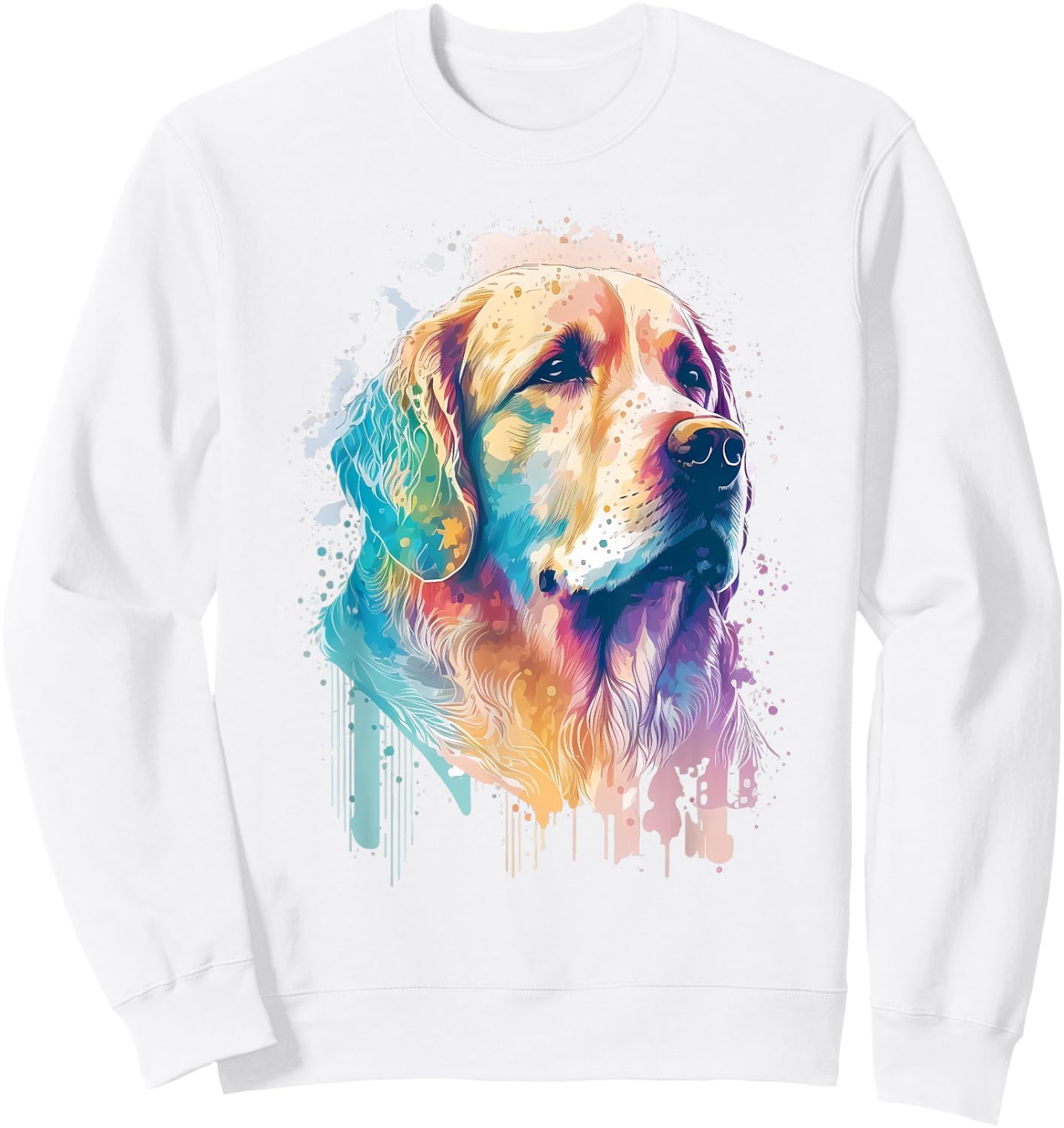 Golden Retriever Face Head Dog Lover Pet Owner Splash Art Sweatshirt - Sweatshirt | White