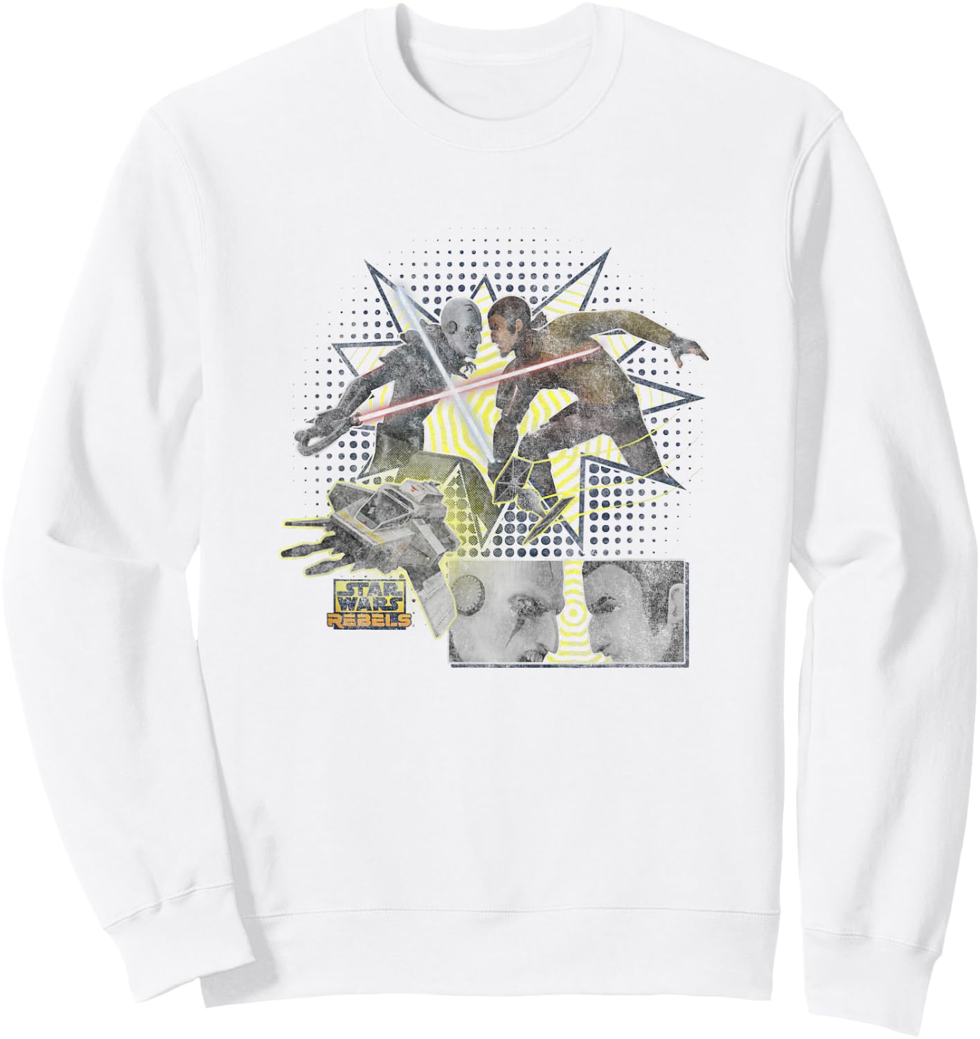 Star Wars Rebels Grand Inquisitor VS Kanan Jarrus Distressed Sweatshirt - Sweatshirt | White
