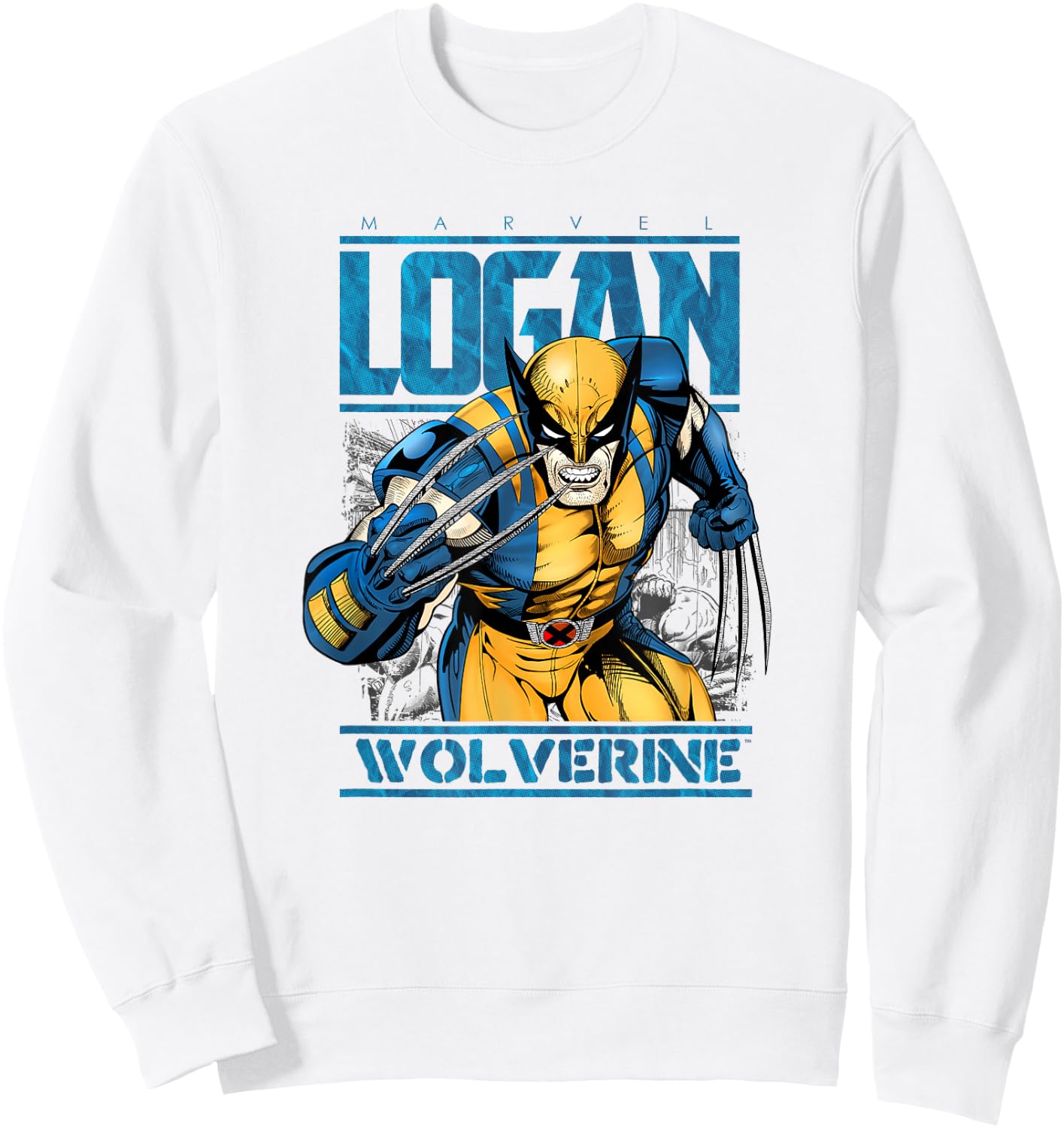 Marvel Wolverine Classic Logan Retro Comic Logo Sweatshirt - Sweatshirt | White