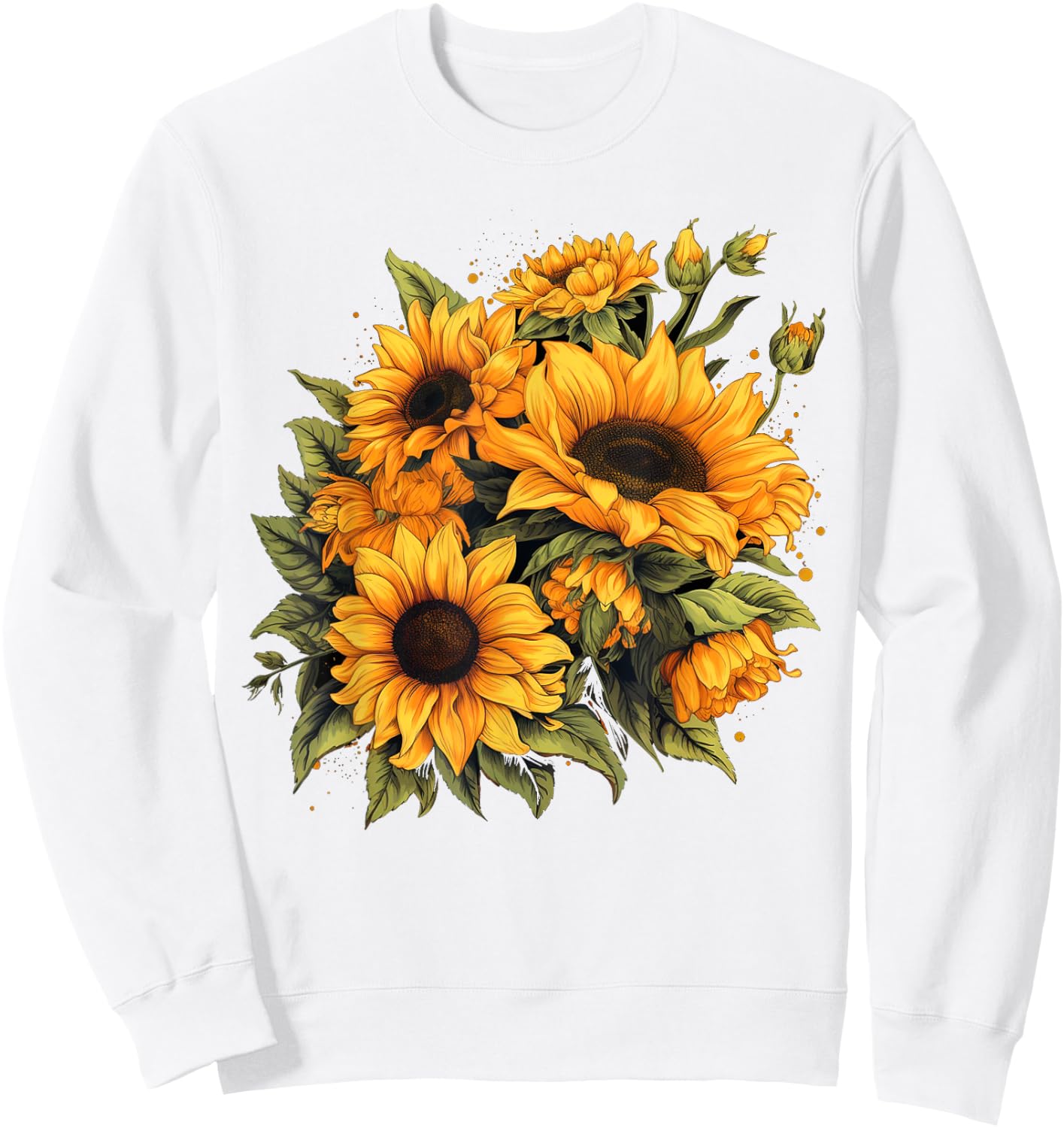 Yellow Sunflowers Cute summer flowers Floral Positivity Women Girls Kids Sweatshirt - Sweatshirt | White