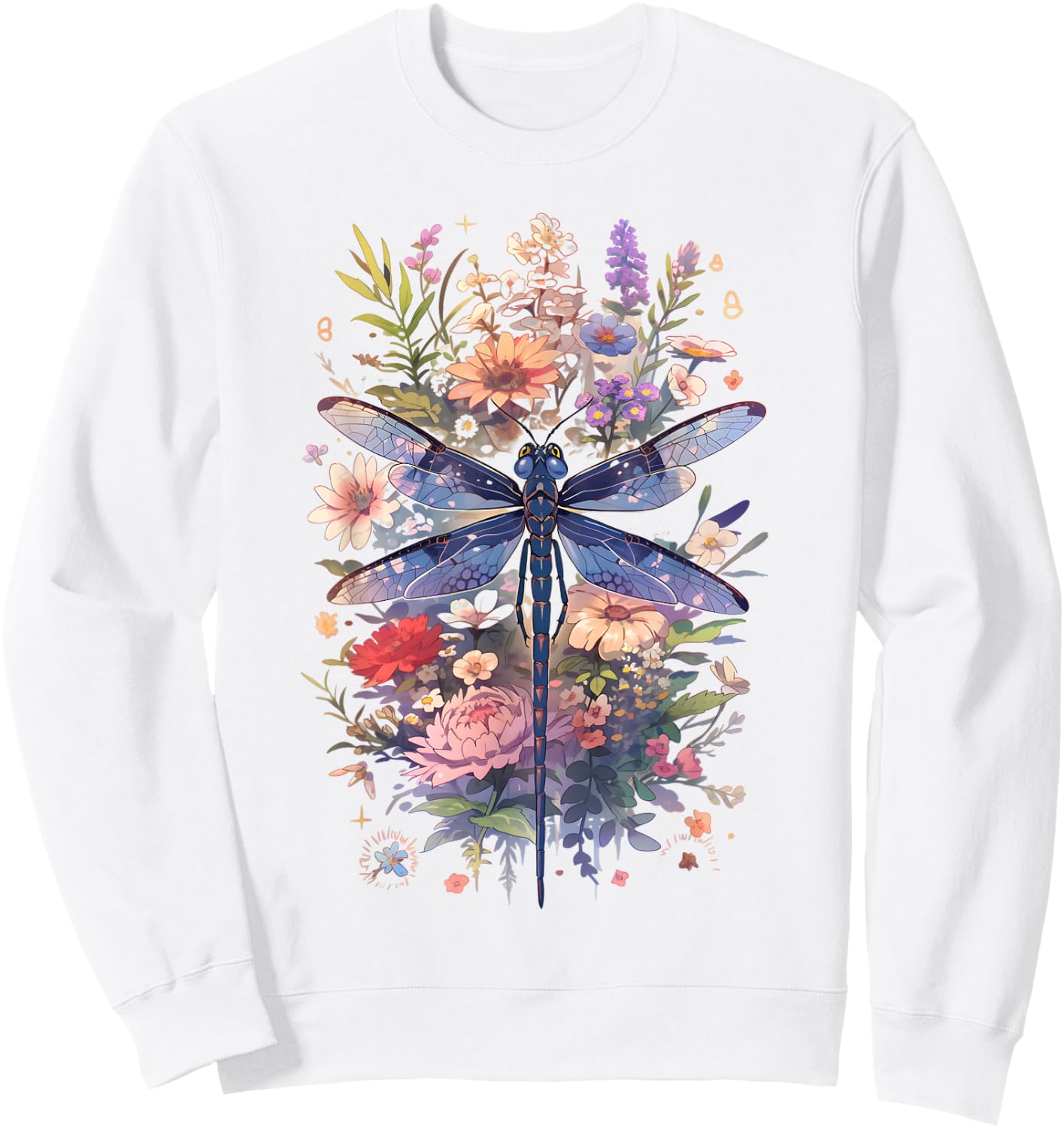 Beautiful Dragonfly Watercolor Art Insect Lover Earth Day Sweatshirt - Sweatshirt | White