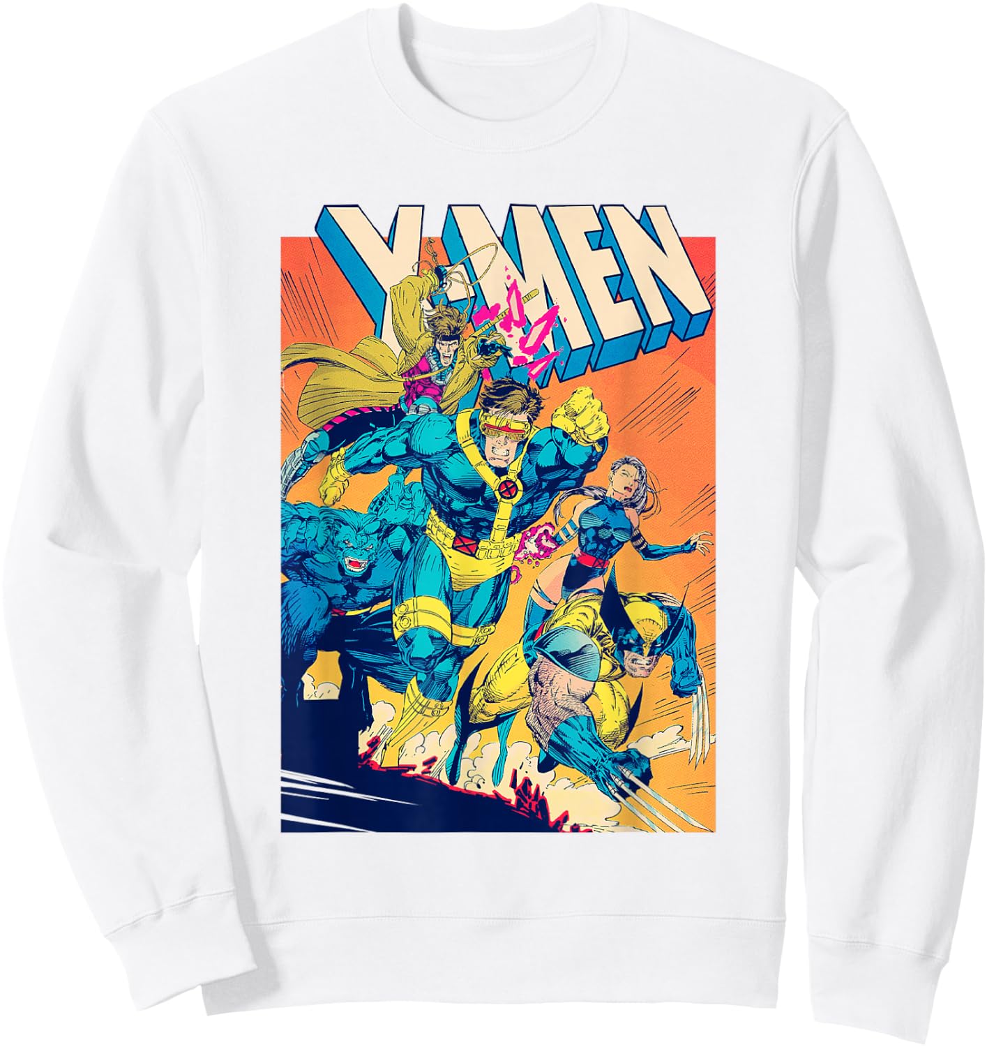 Marvel X-Men Team Rushing Into Battle Vintage Comic Cover Sweatshirt - Sweatshirt | White