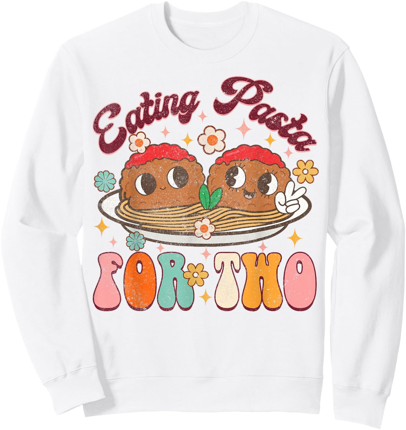 Eating Pasta For Two Pregnancy Announcement Baby Shower Sweatshirt - Sweatshirt | White