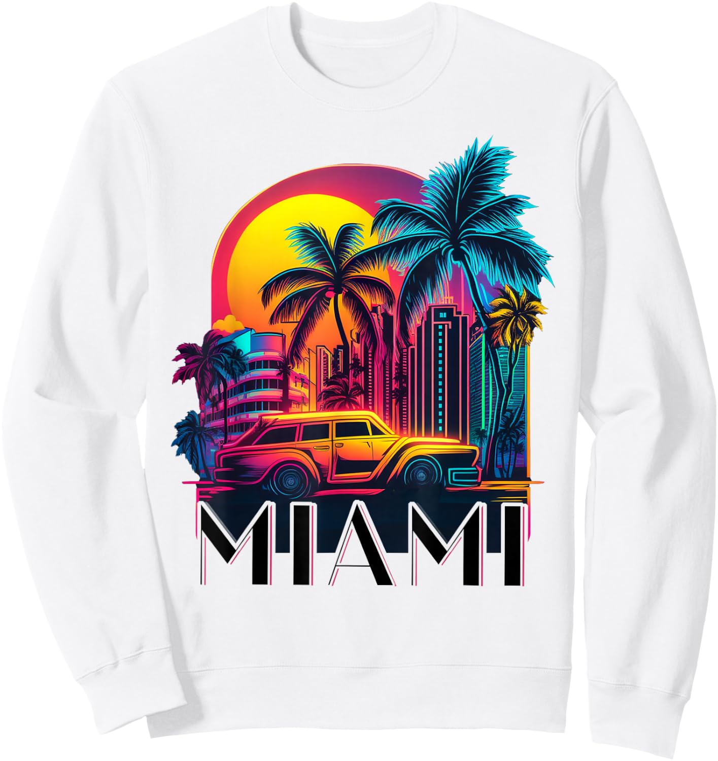 Miami Men Florida Vibrant Colorful Miami Souvenir Sweatshirt - Sweatshirt | White