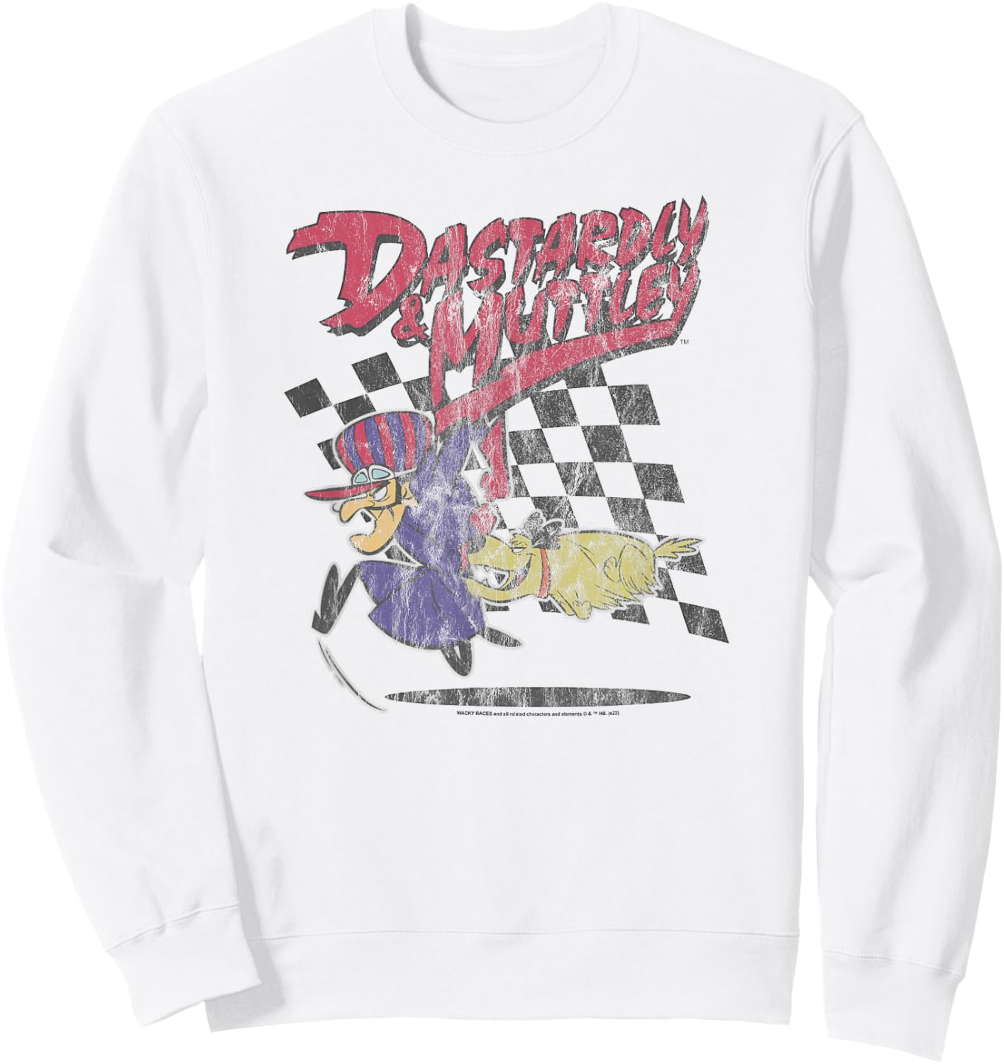 Wacky Races Dastardly and Muttley on Gray Sweatshirt - Sweatshirt | White